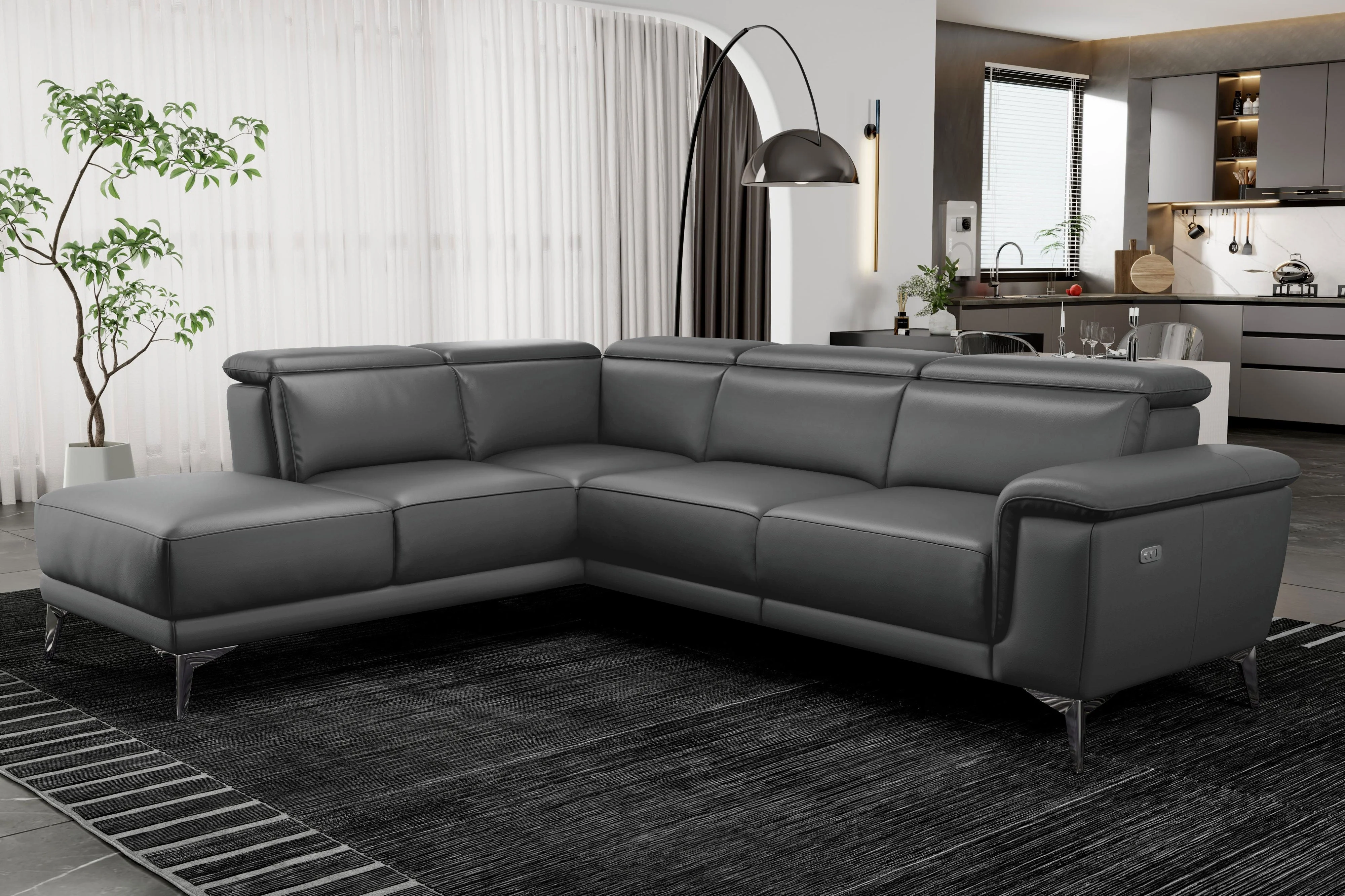 Pista Leather Reclining Sectional Lounge - Image 50