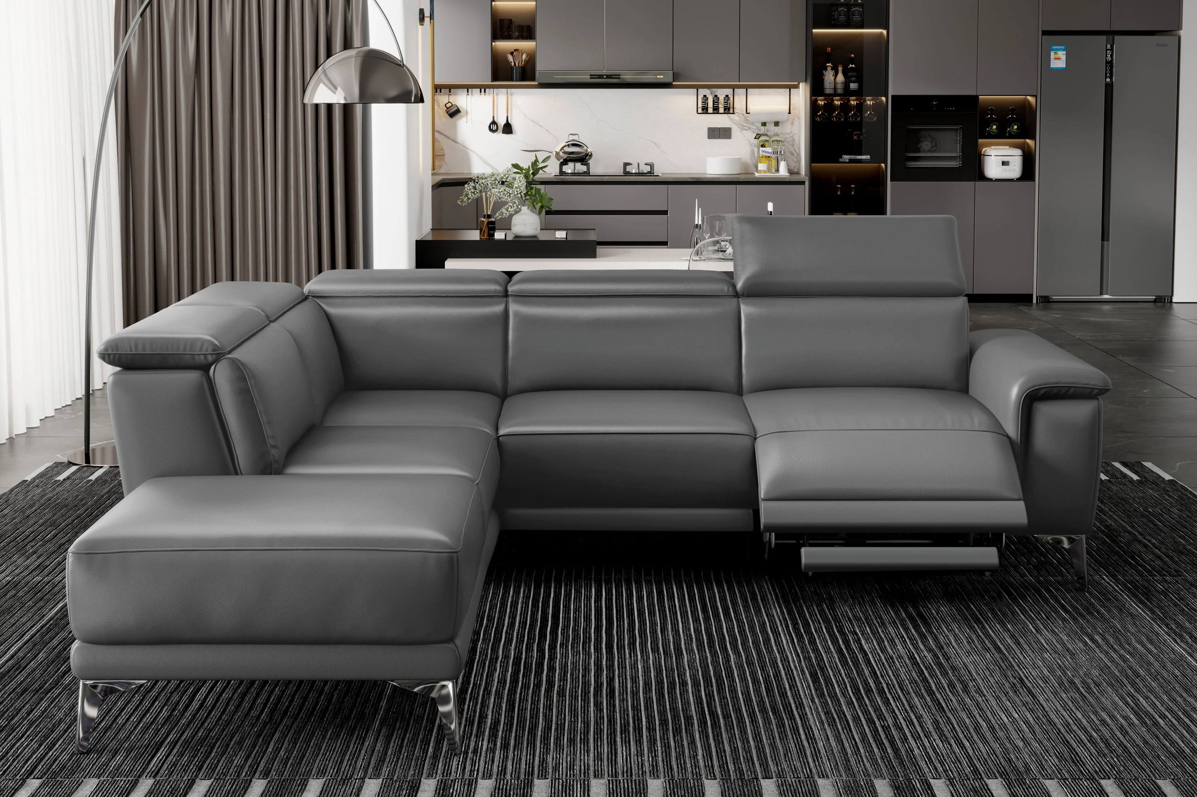 Pista Leather Reclining Sectional Lounge - Image 51
