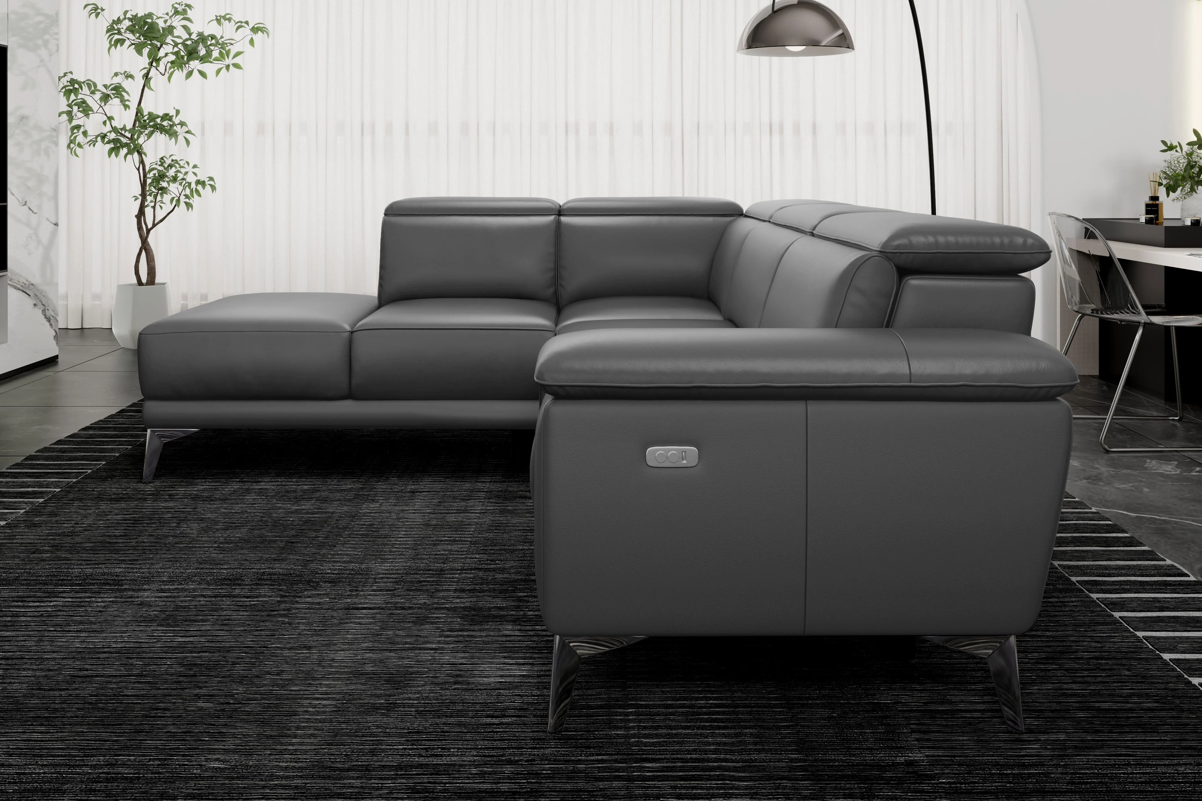 Pista Leather Reclining Sectional Lounge - Image 52