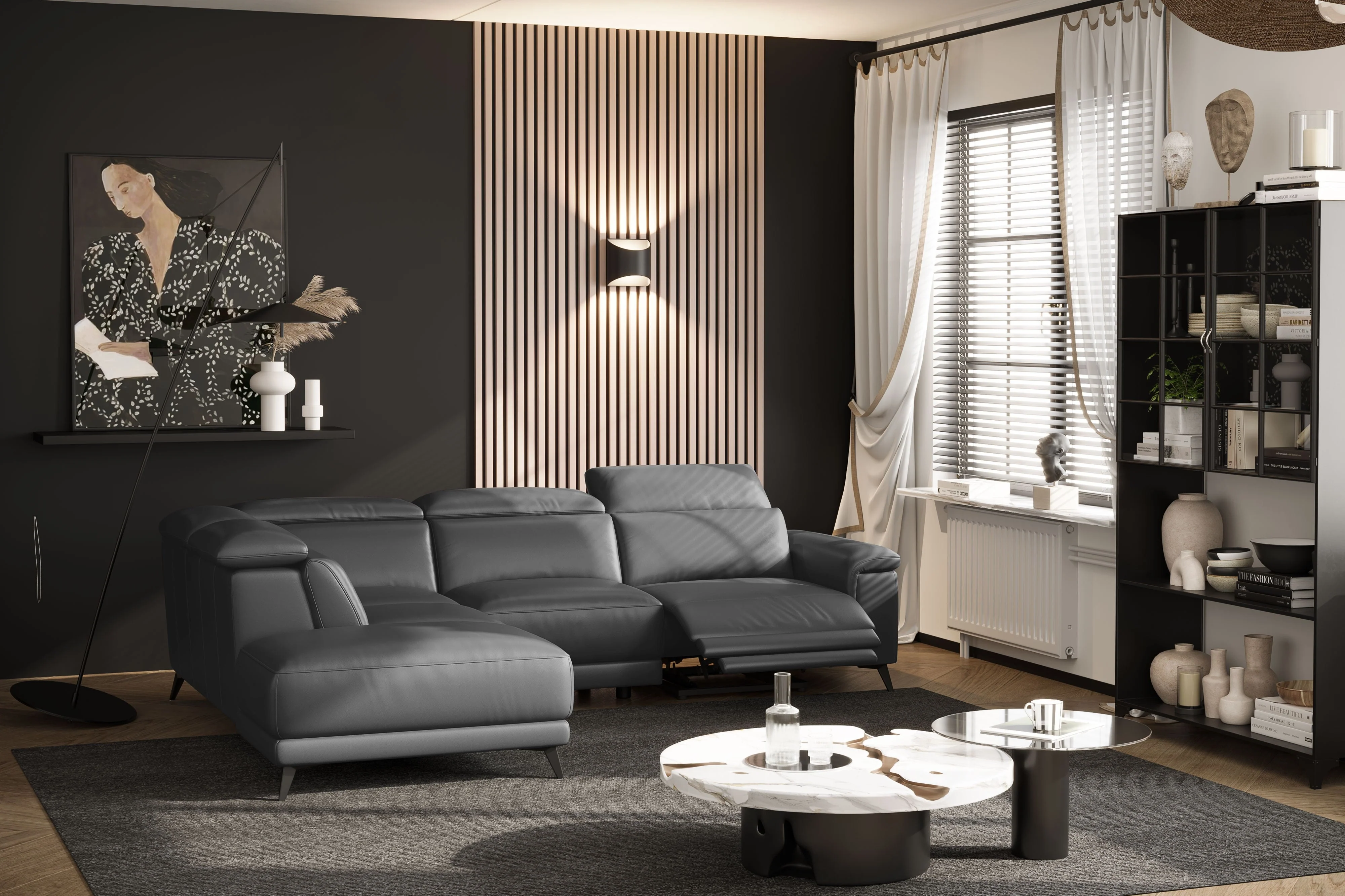 Pista Leather Reclining Sectional Lounge - Image 53
