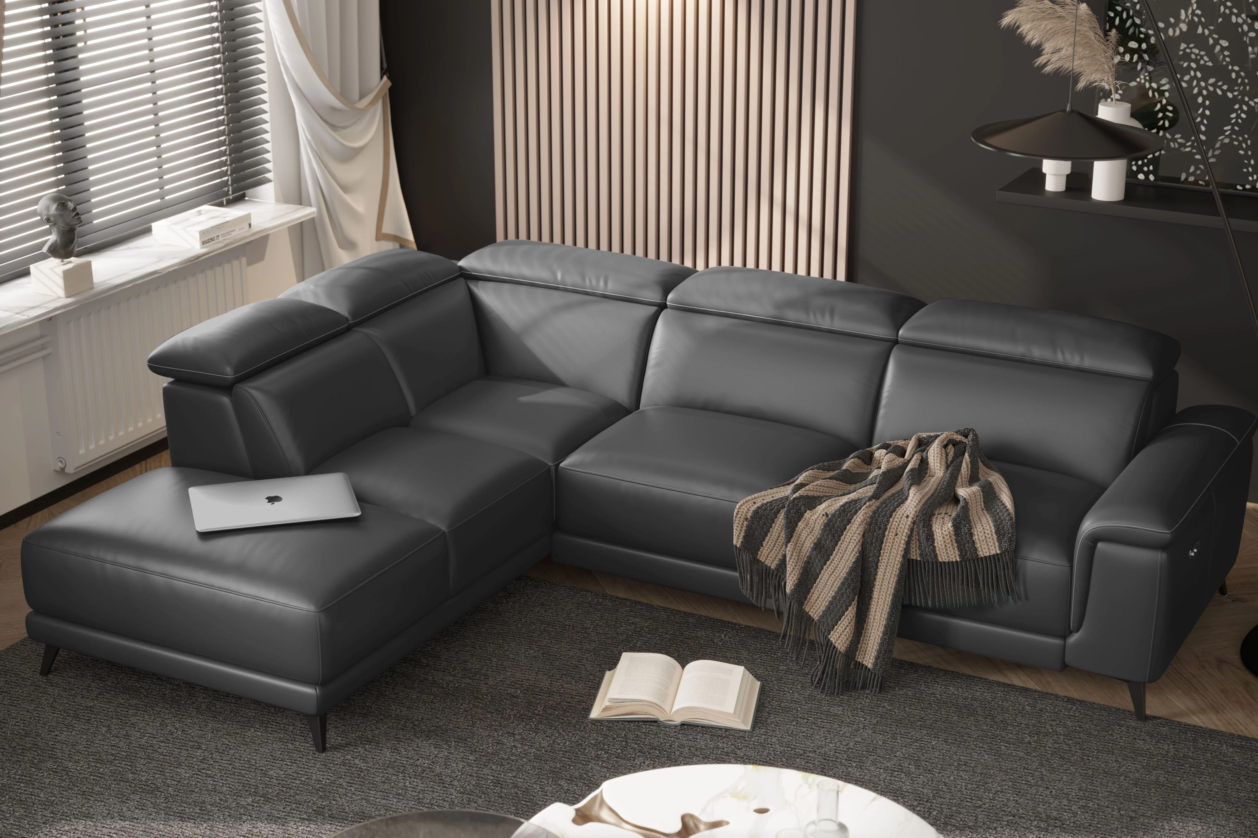 Pista Leather Reclining Sectional Lounge - Image 54