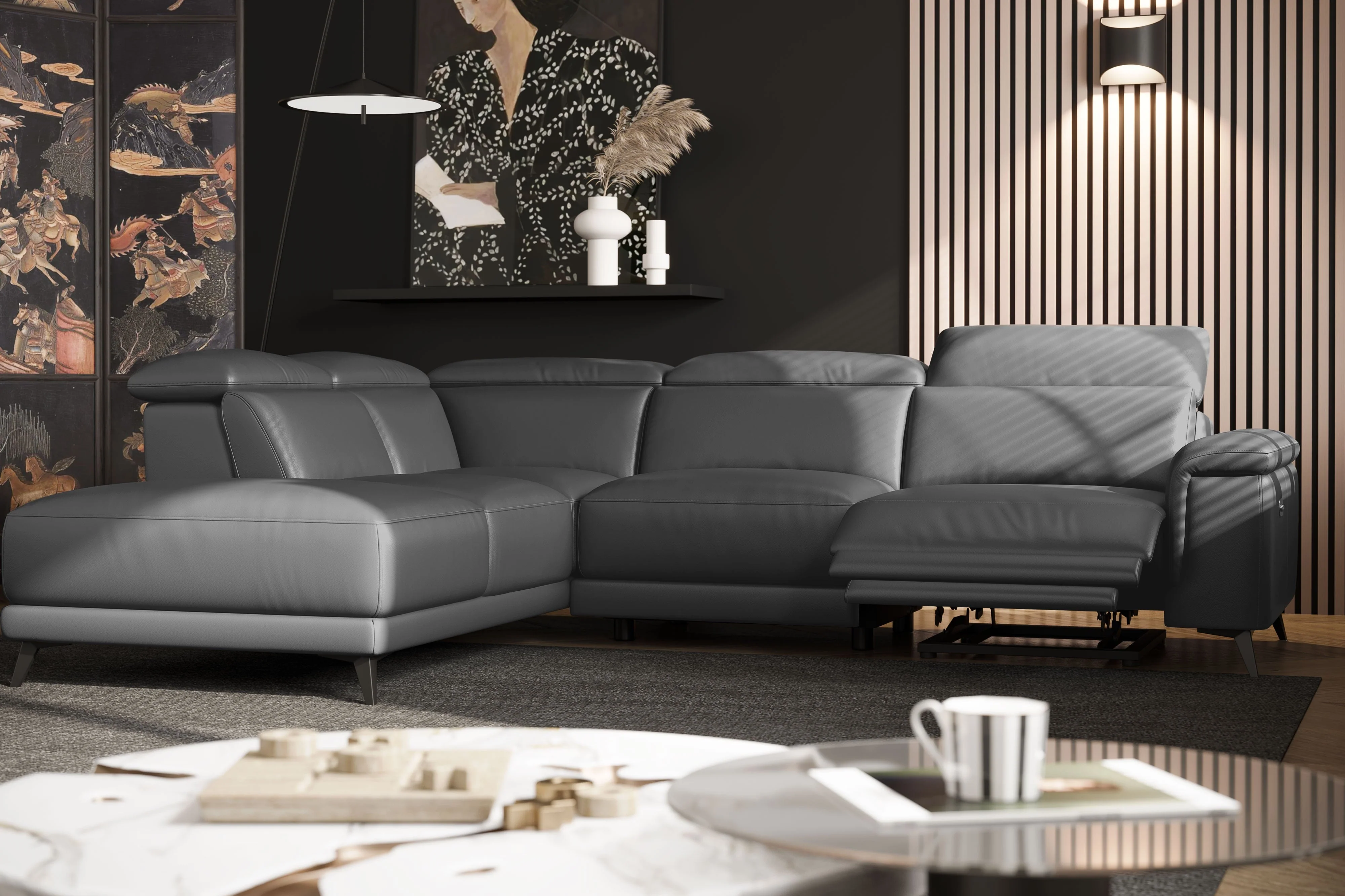 Pista Leather Reclining Sectional Lounge - Image 60