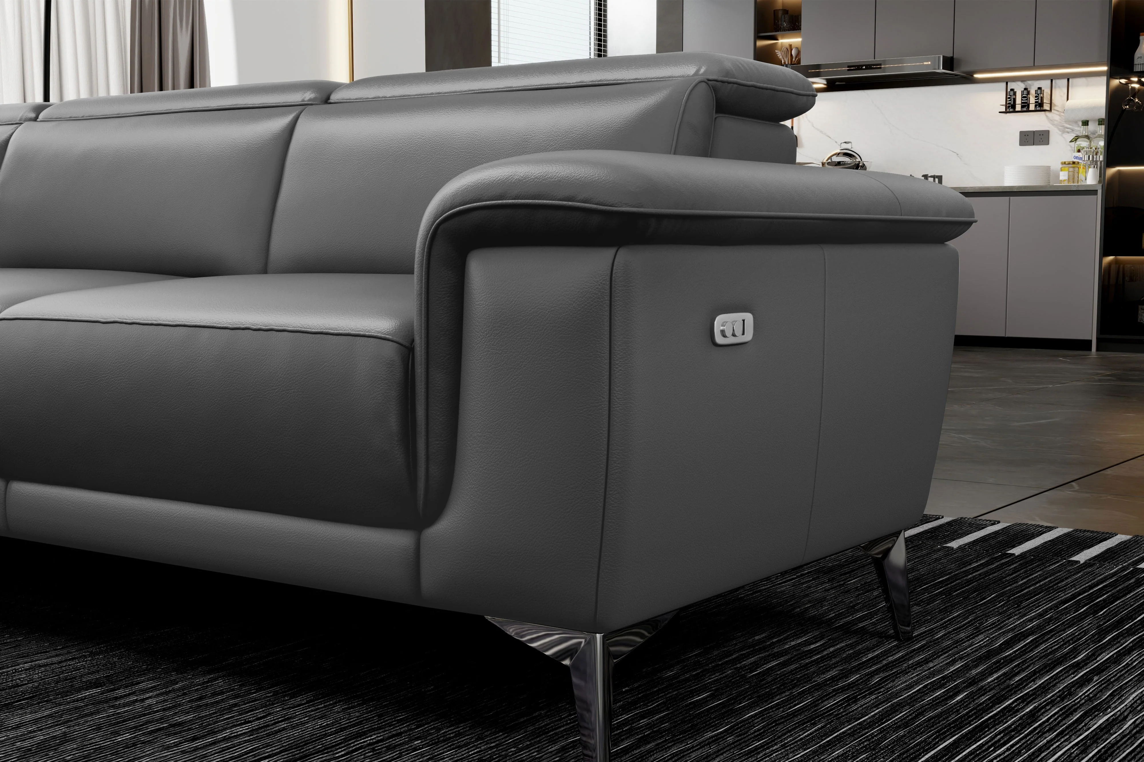 Pista Leather Reclining Sectional Lounge - Image 61