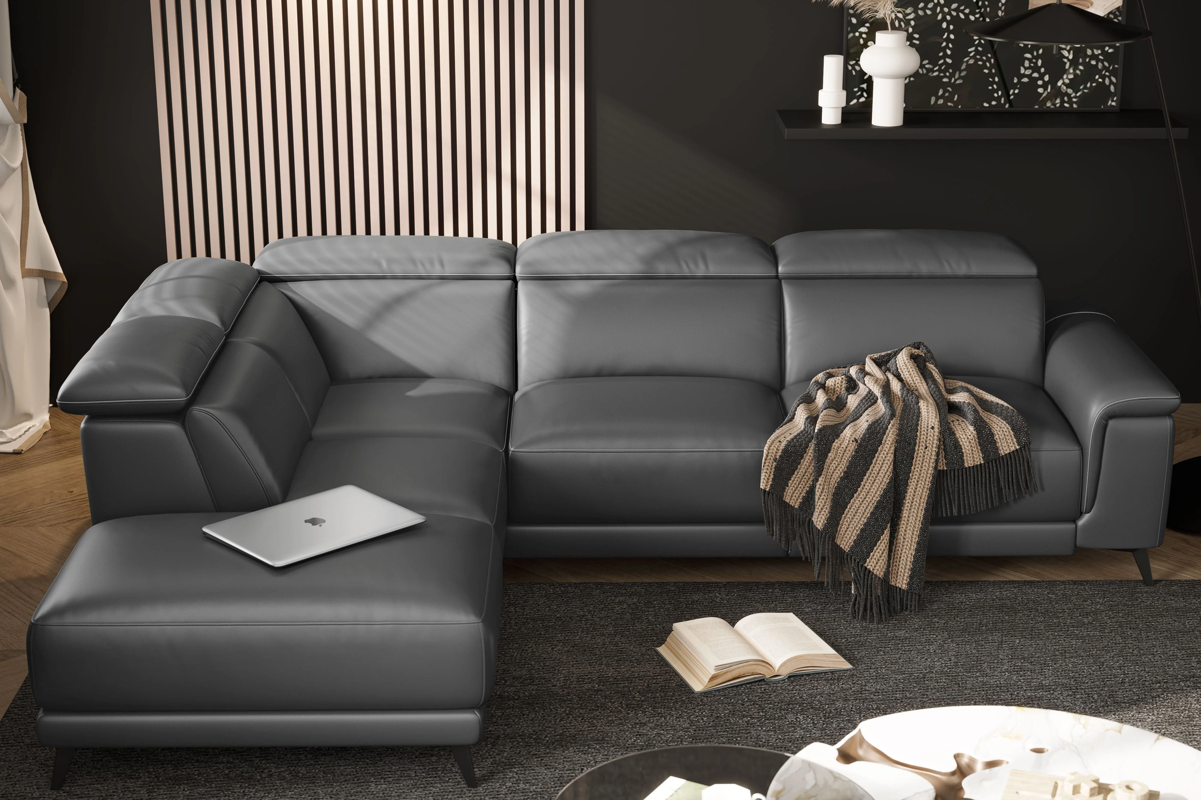 Pista Leather Reclining Sectional Lounge - Image 64