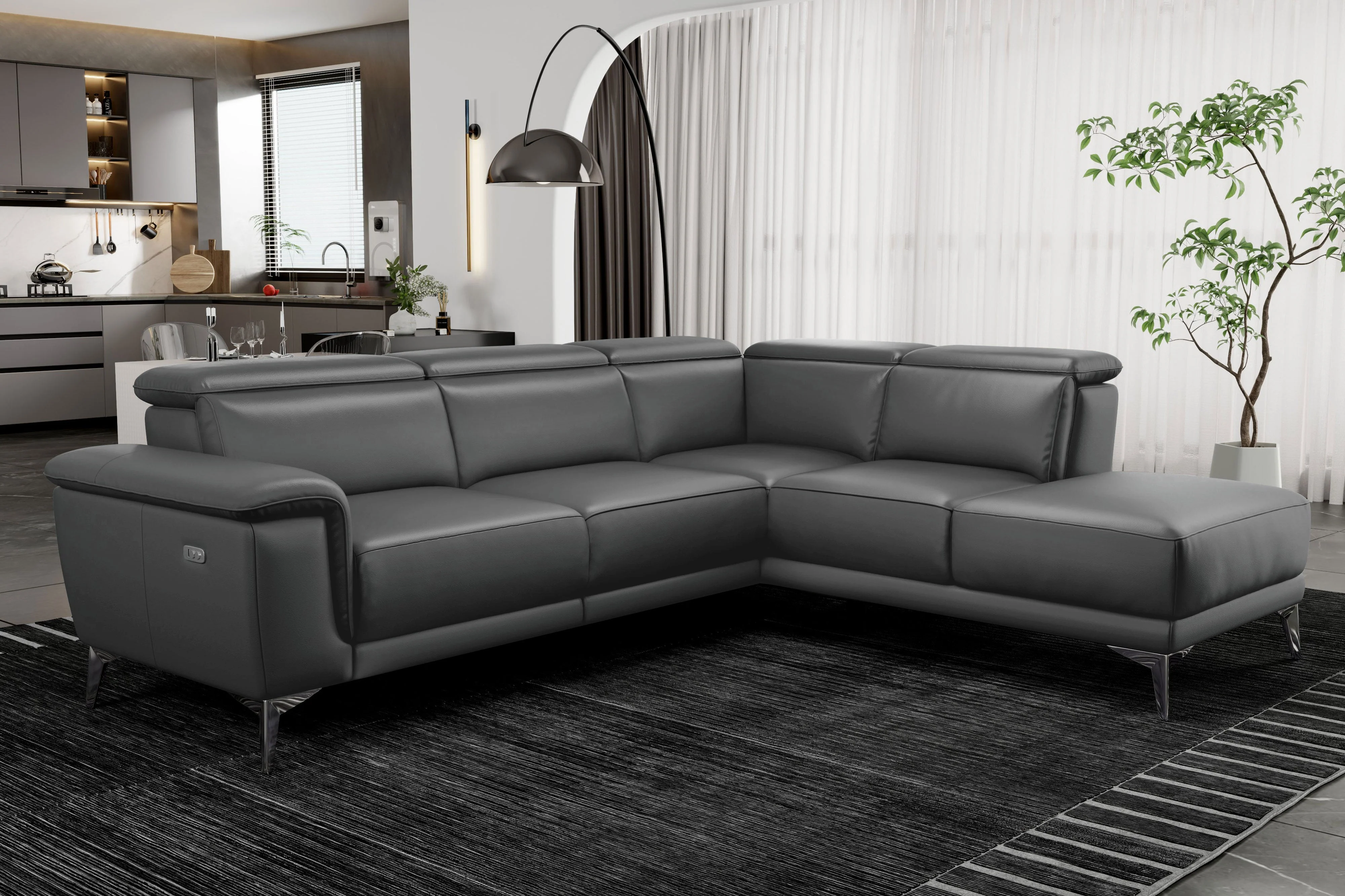 Pista Leather Reclining Sectional Lounge - Image 67