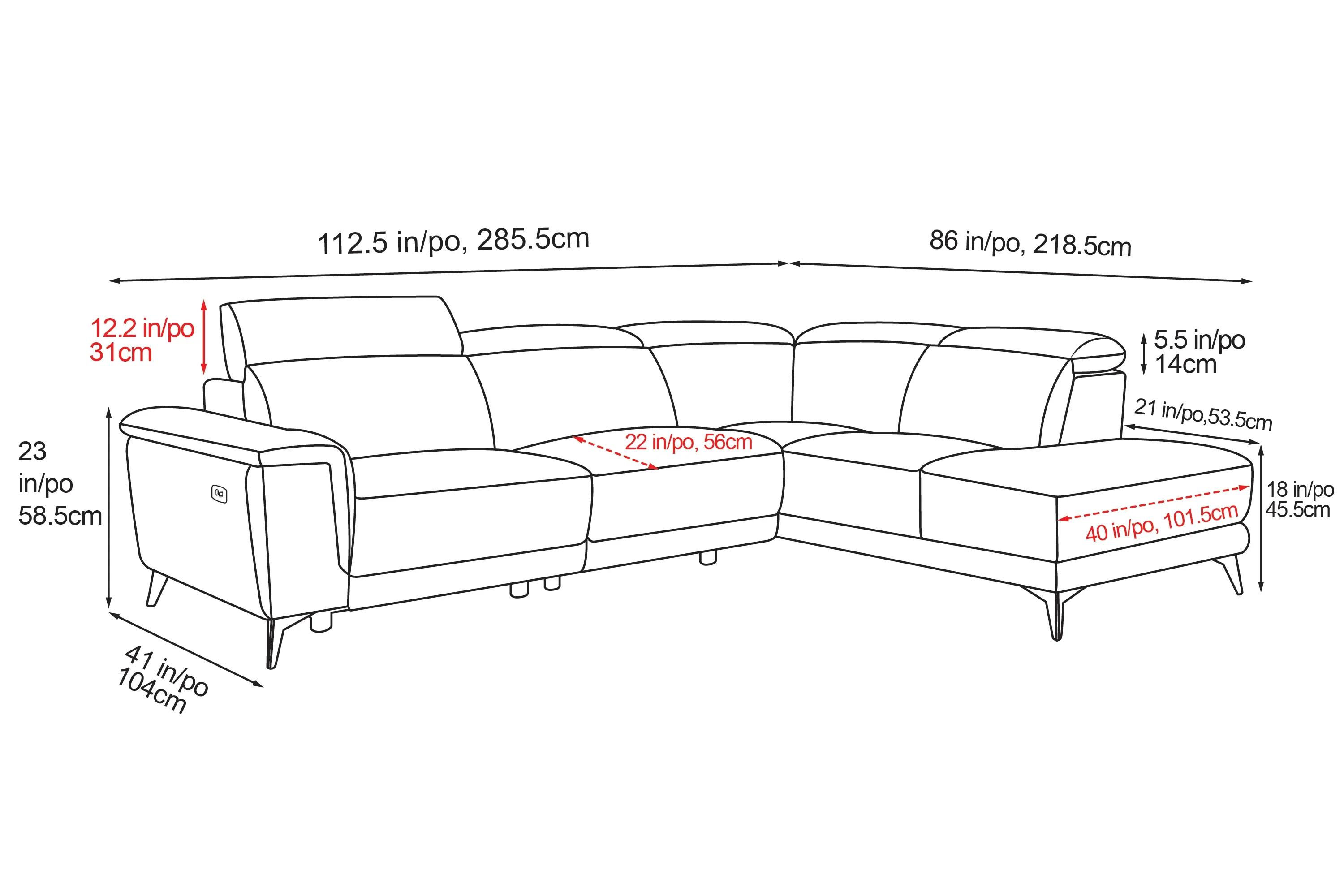 Pista Leather Reclining Sectional Lounge - Image 68
