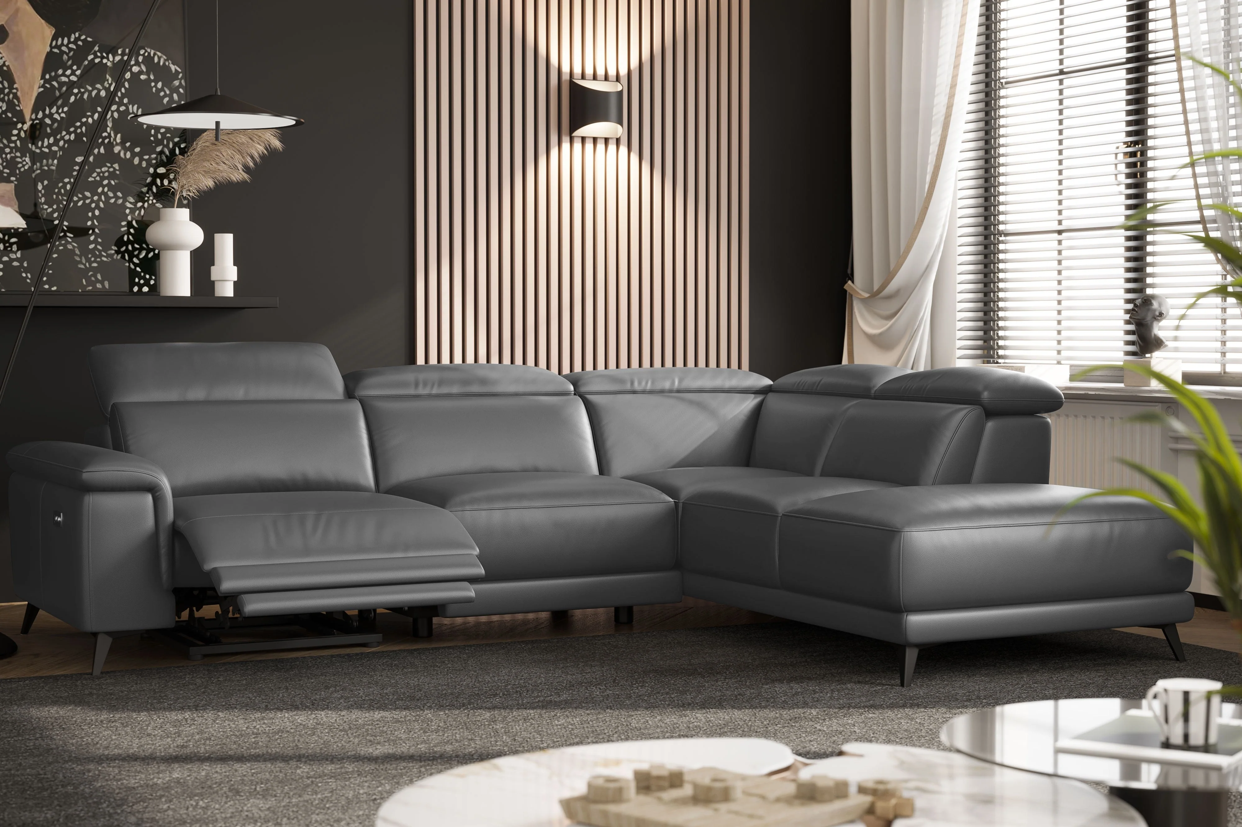 Pista Leather Reclining Sectional Lounge - Image 69