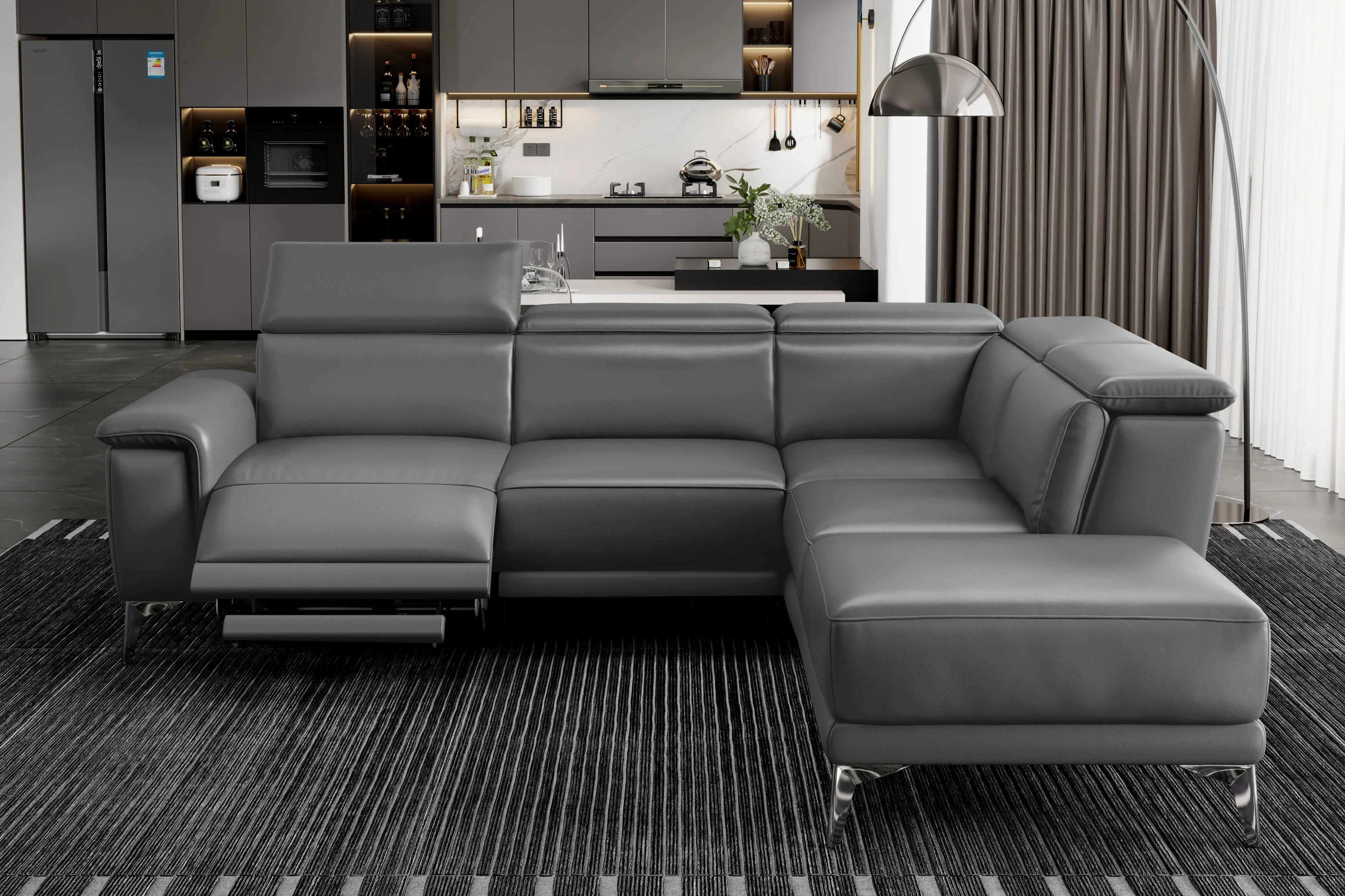 Pista Leather Reclining Sectional Lounge - Image 70