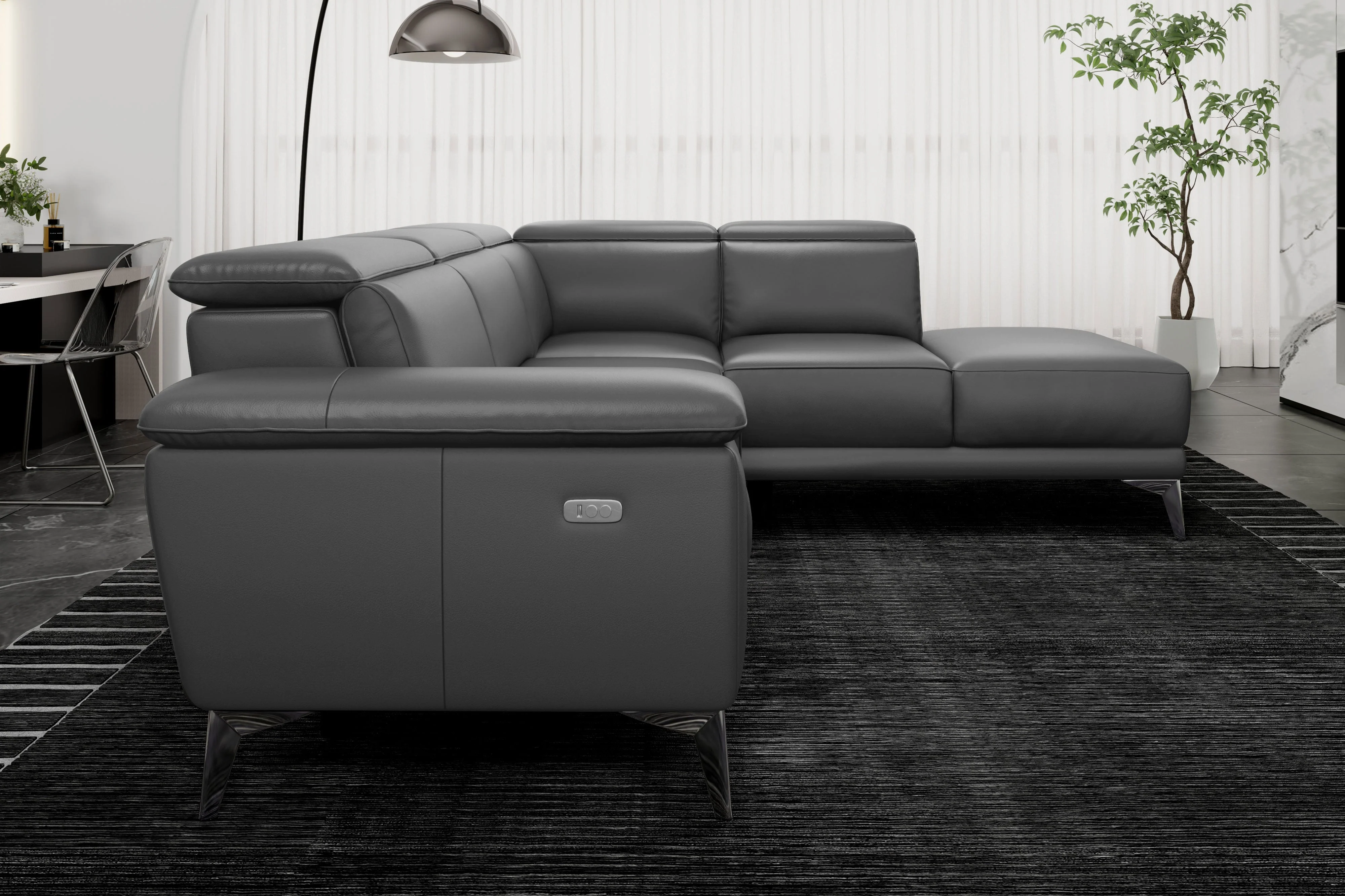 Pista Leather Reclining Sectional Lounge - Image 71