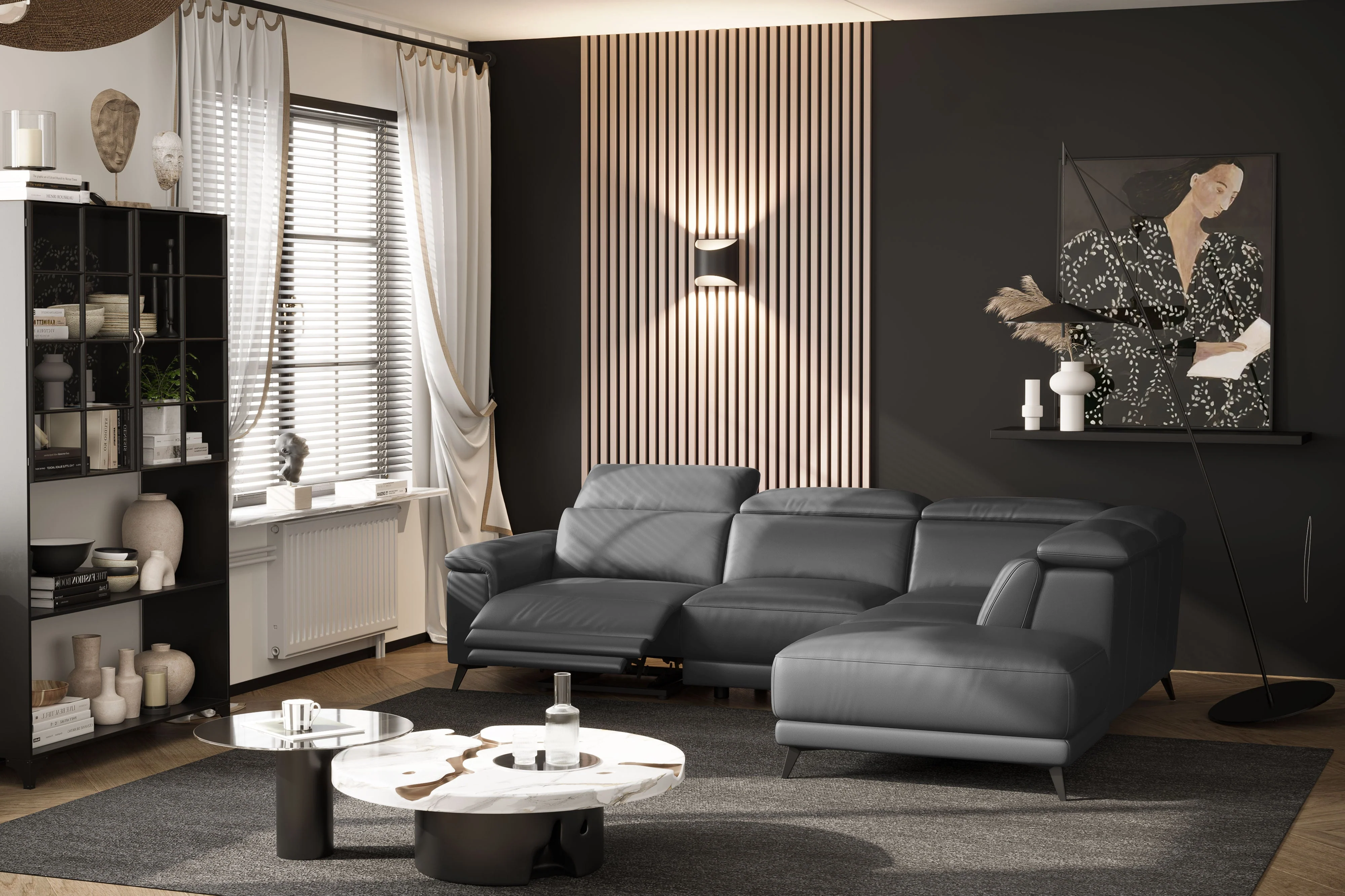 Pista Leather Reclining Sectional Lounge - Image 72