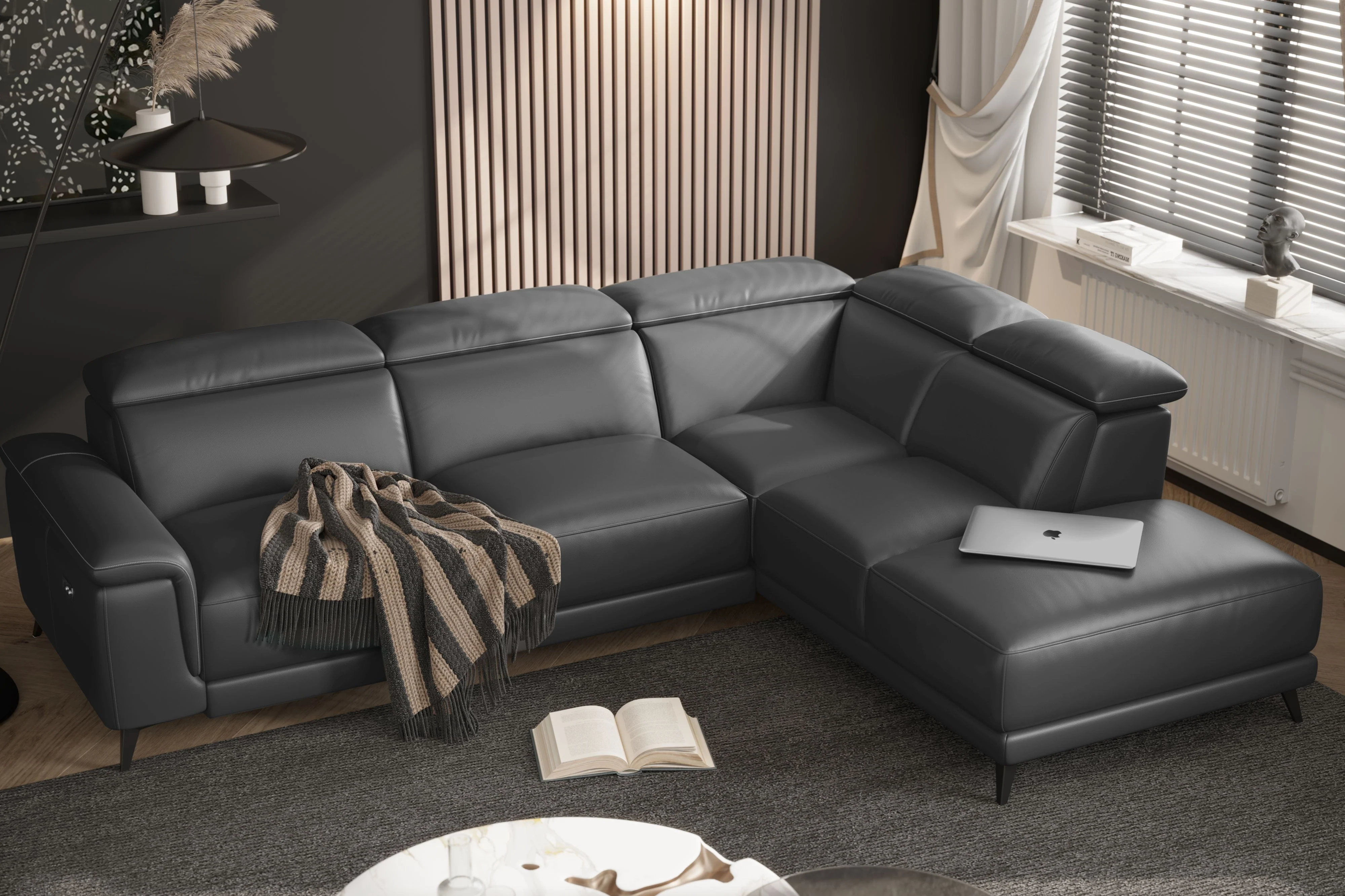 Pista Leather Reclining Sectional Lounge - Image 73