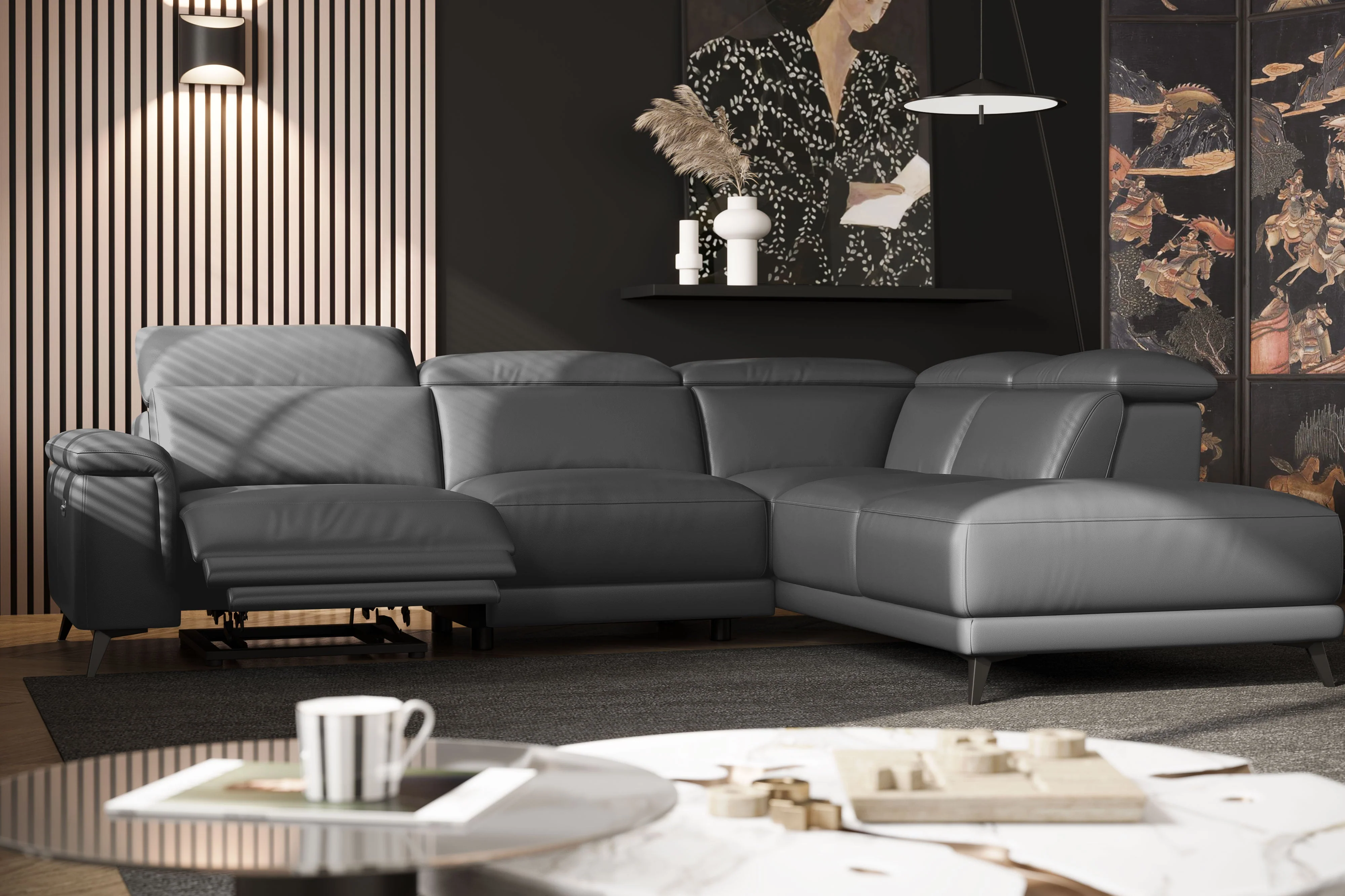 Pista Leather Reclining Sectional Lounge - Image 74