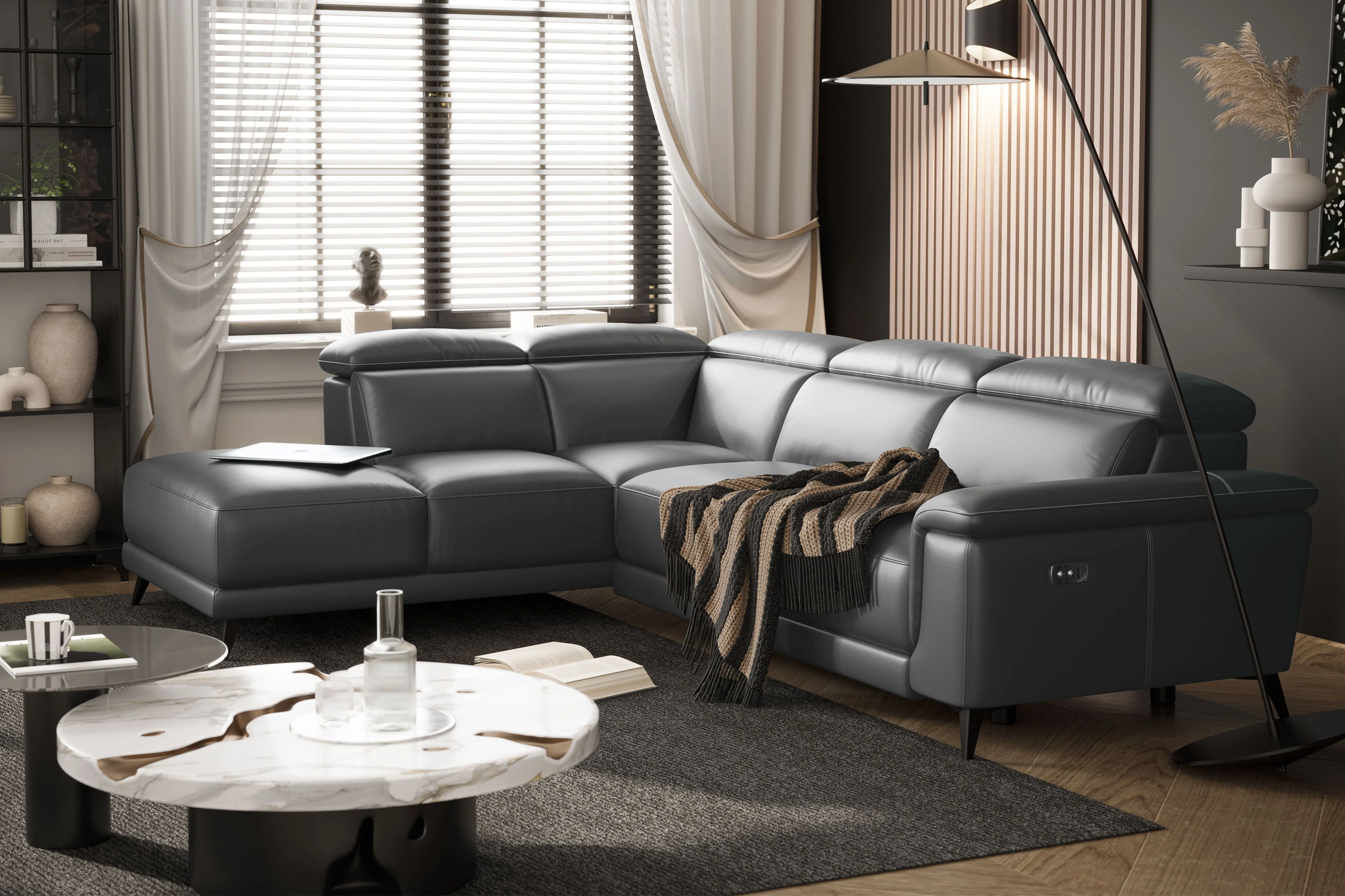 Pista Leather Reclining Sectional Lounge - Image 76
