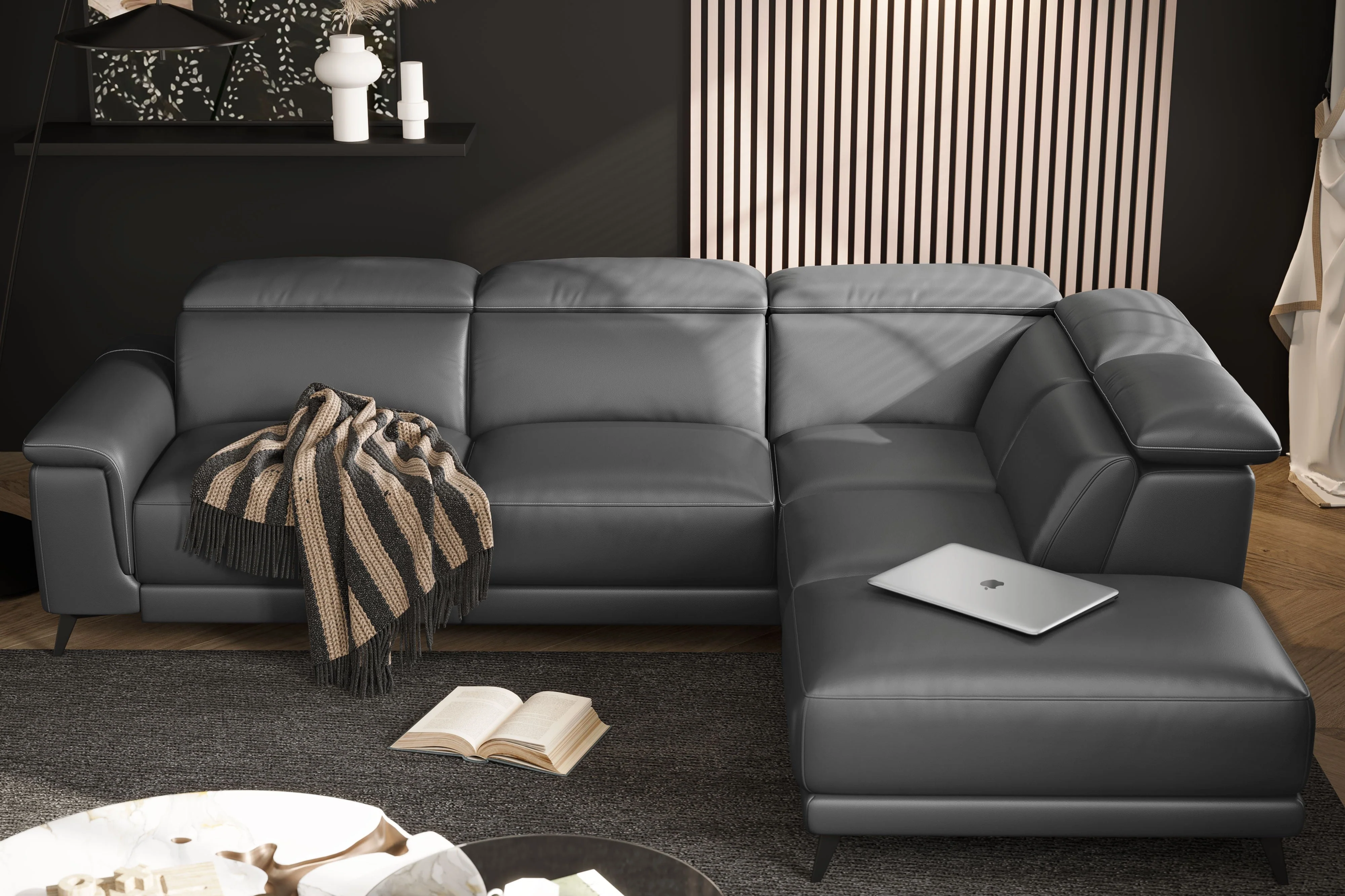 Pista Leather Reclining Sectional Lounge - Image 77