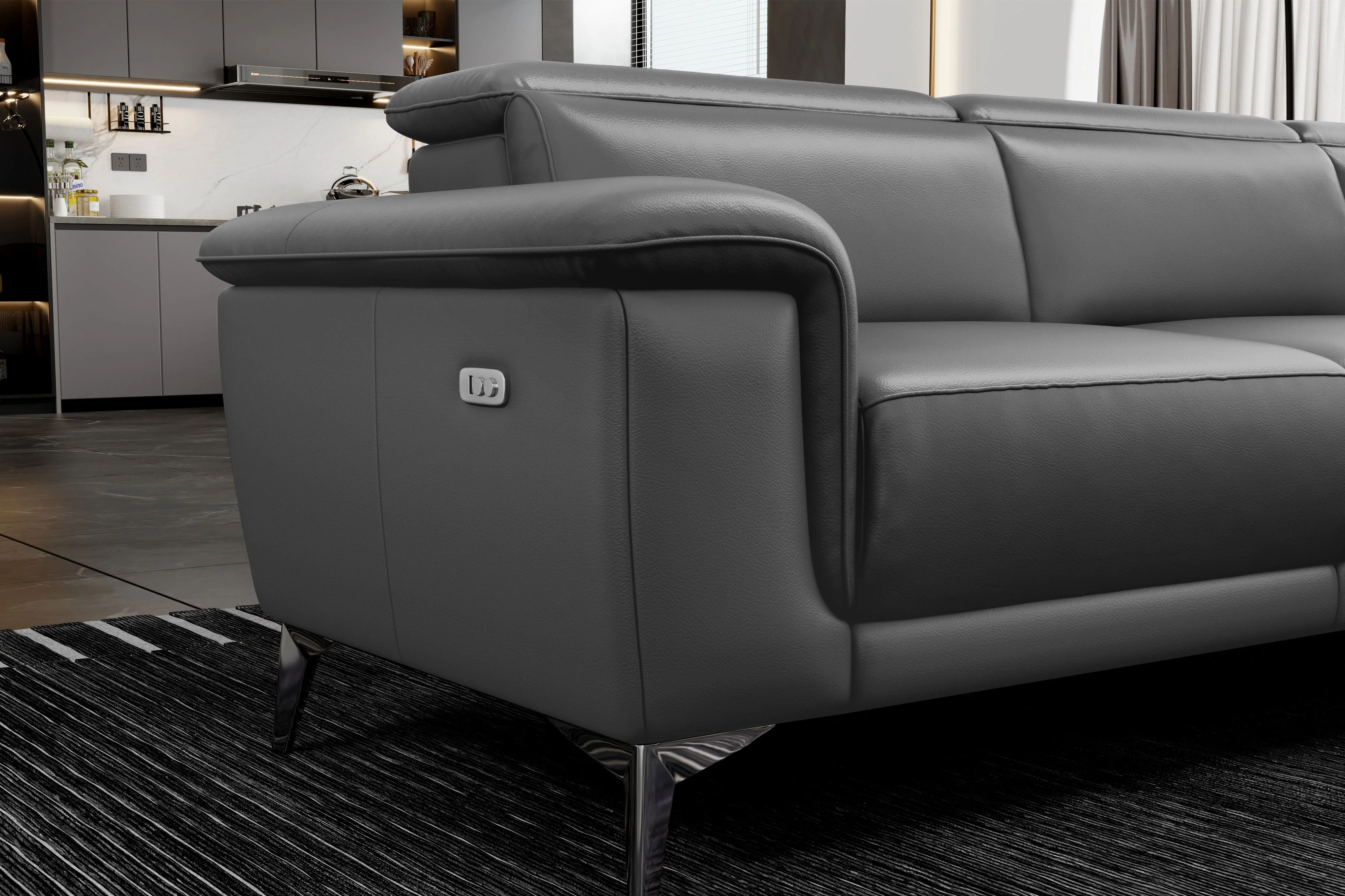 Pista Leather Reclining Sectional Lounge - Image 79