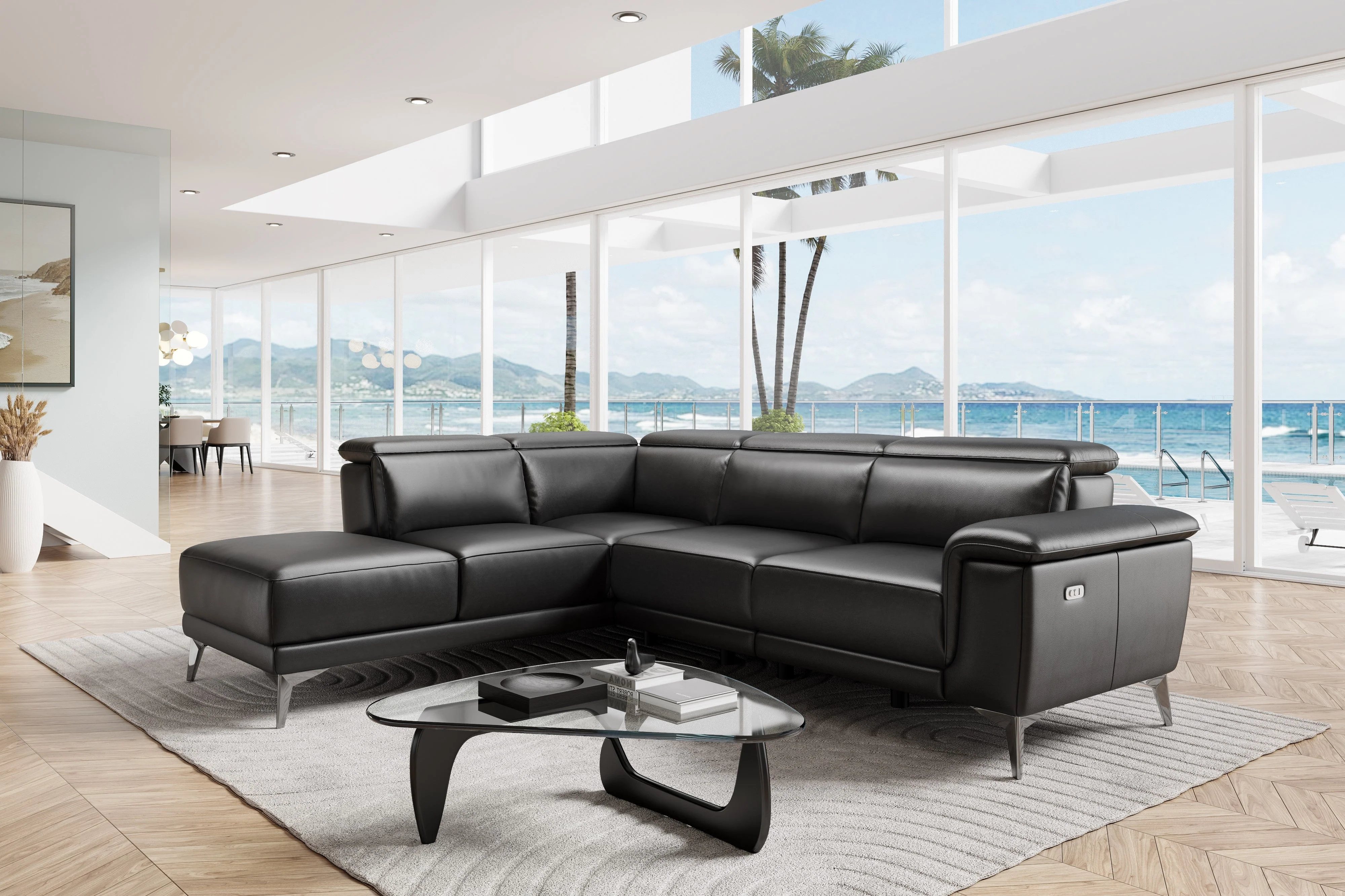 Pista Leather Reclining Sectional Lounge - Image 87