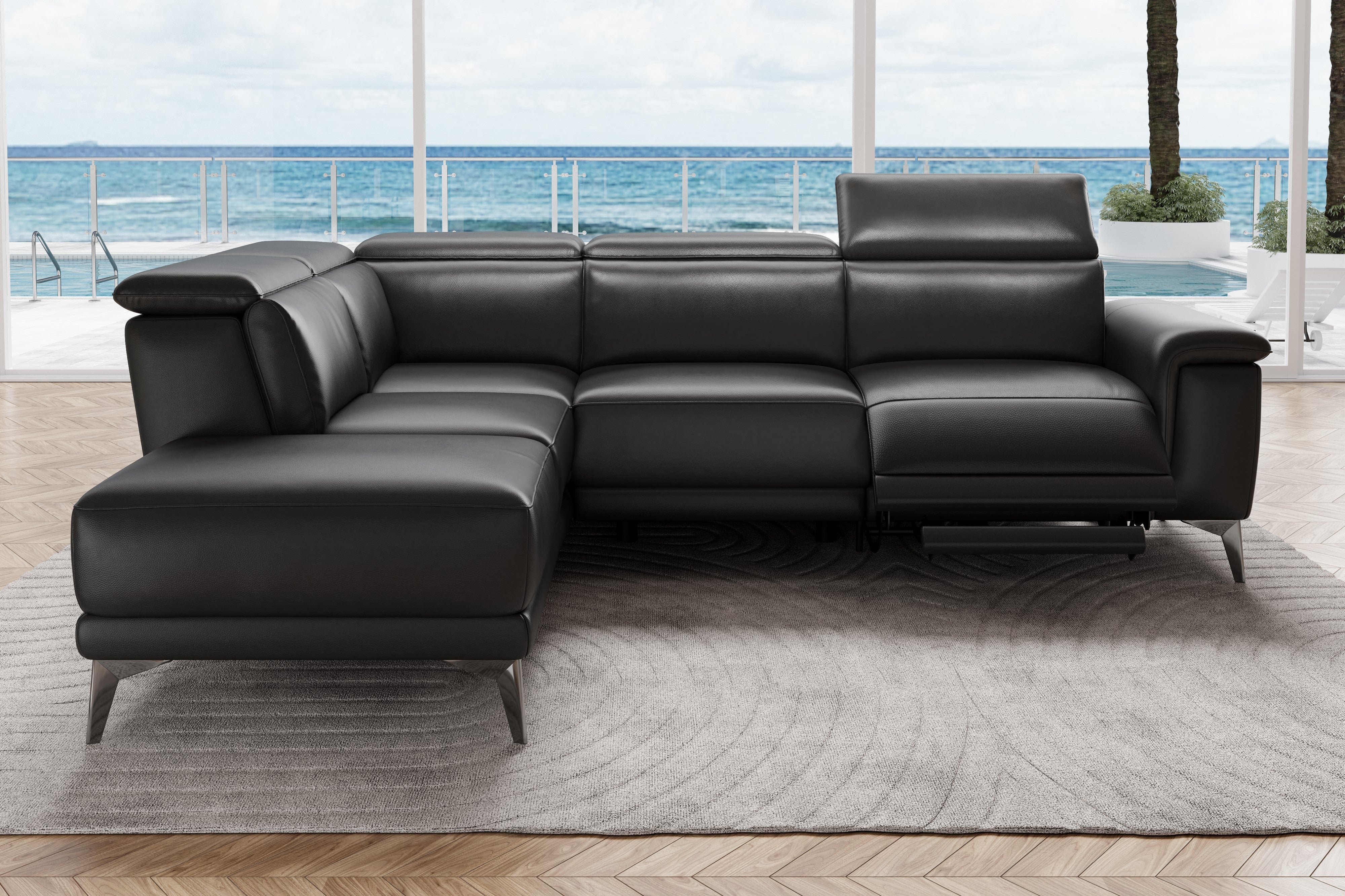 Pista Leather Reclining Sectional Lounge - Image 89
