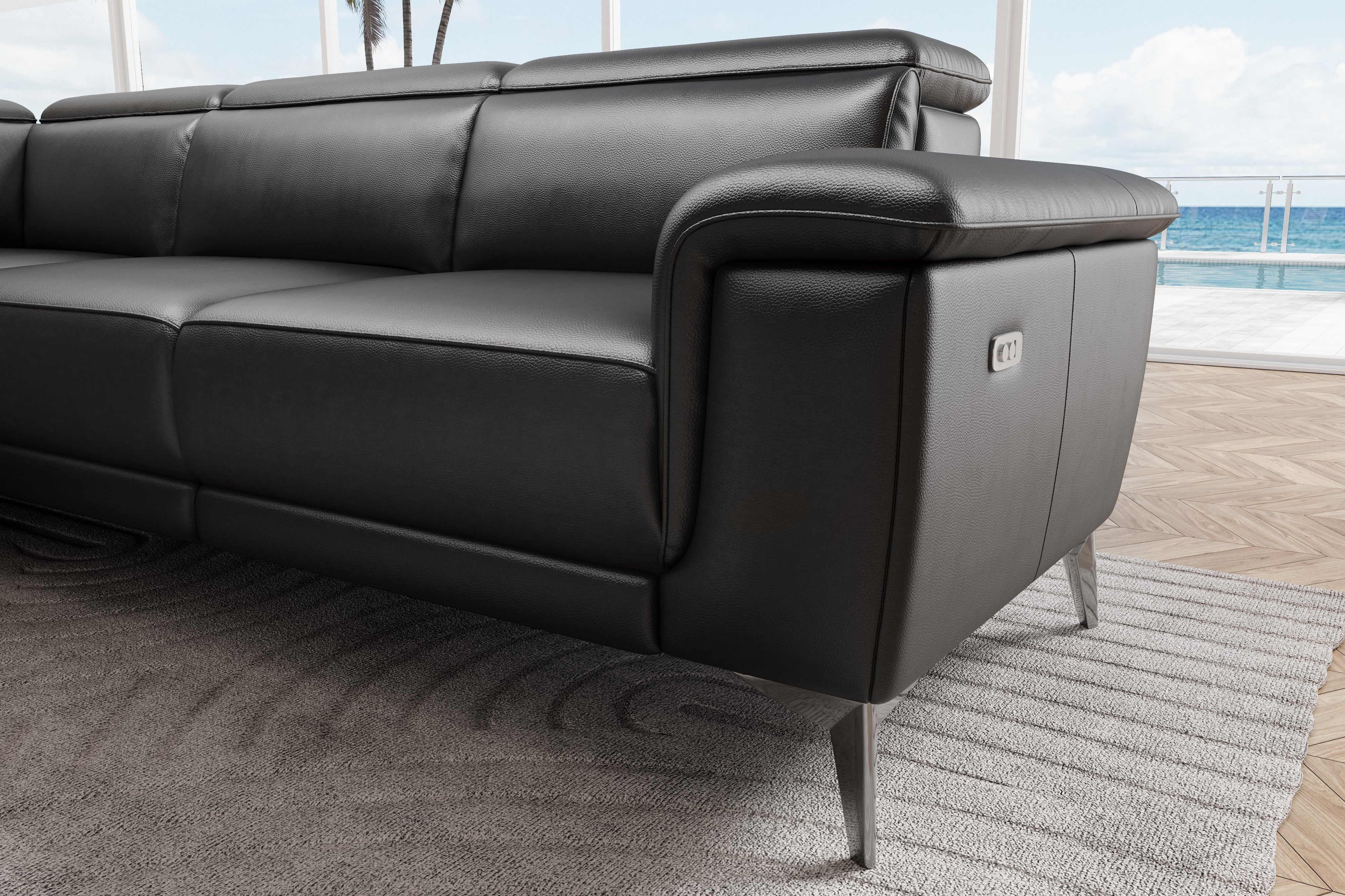 Pista Leather Reclining Sectional Lounge - Image 90