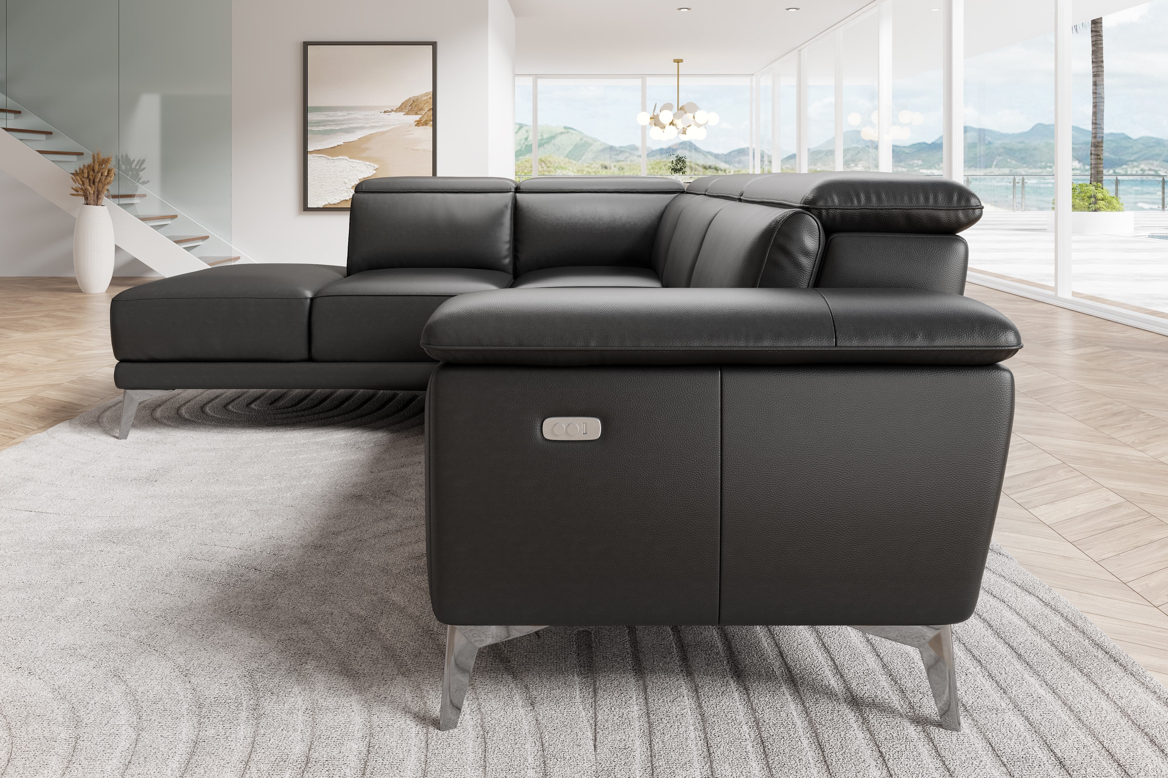 Pista Leather Reclining Sectional Lounge - Image 91