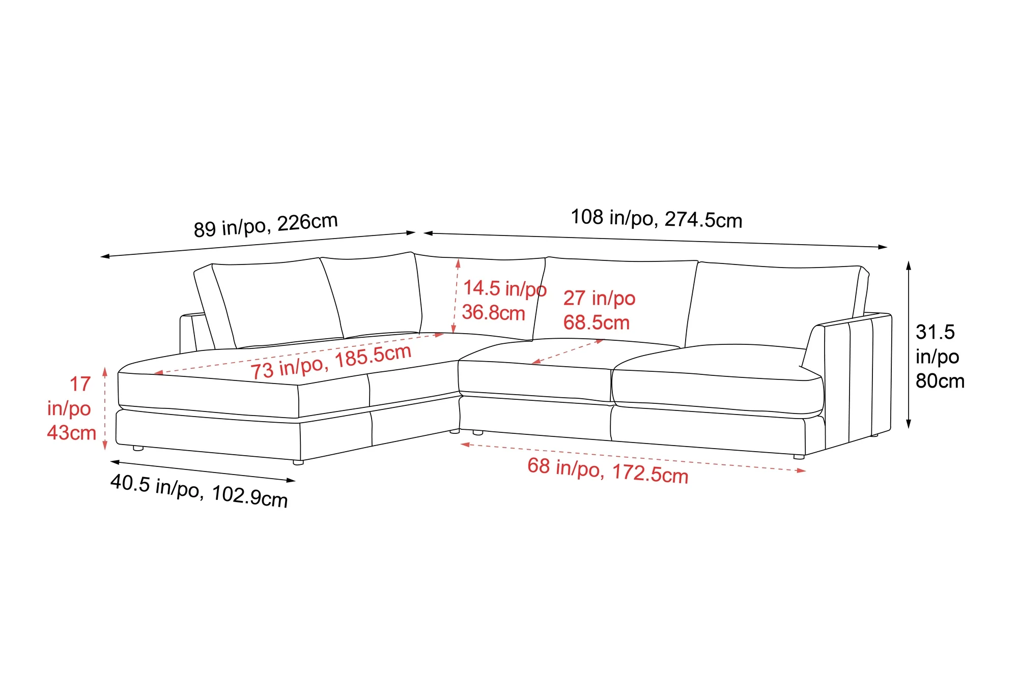 Serena Leather Sectional Lounge - Image 20