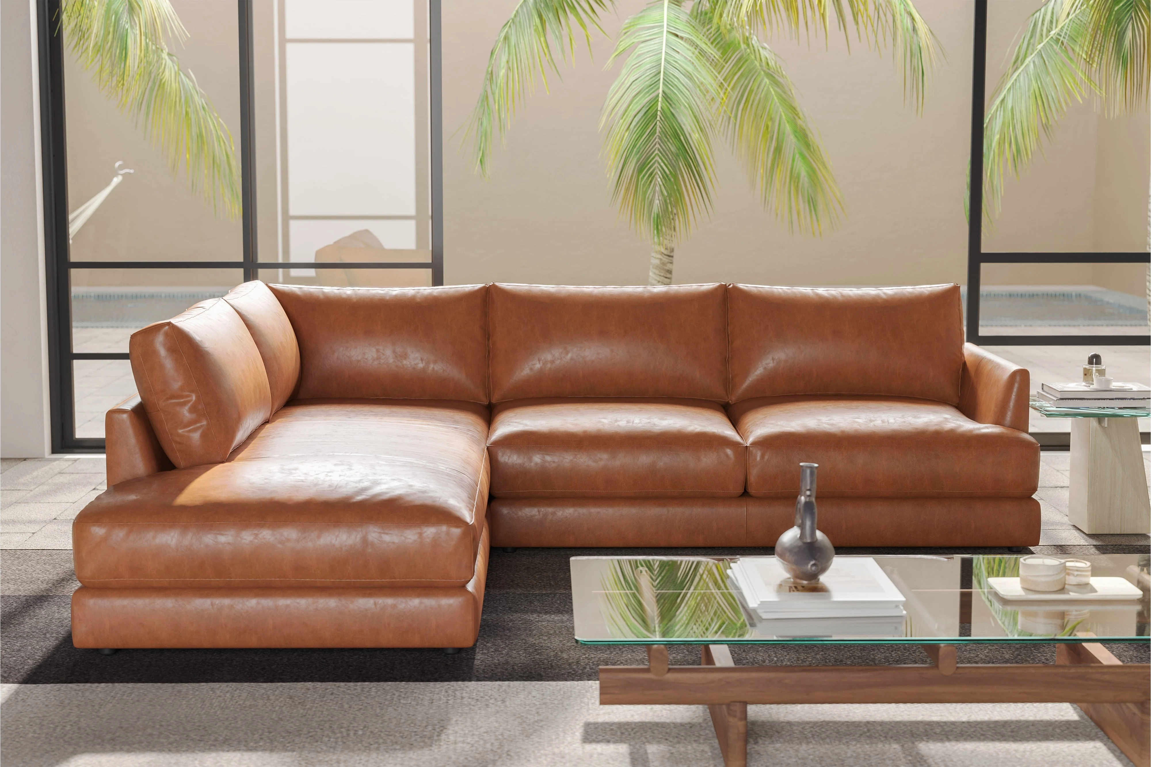 Serena Leather Sectional Lounge - Image 24