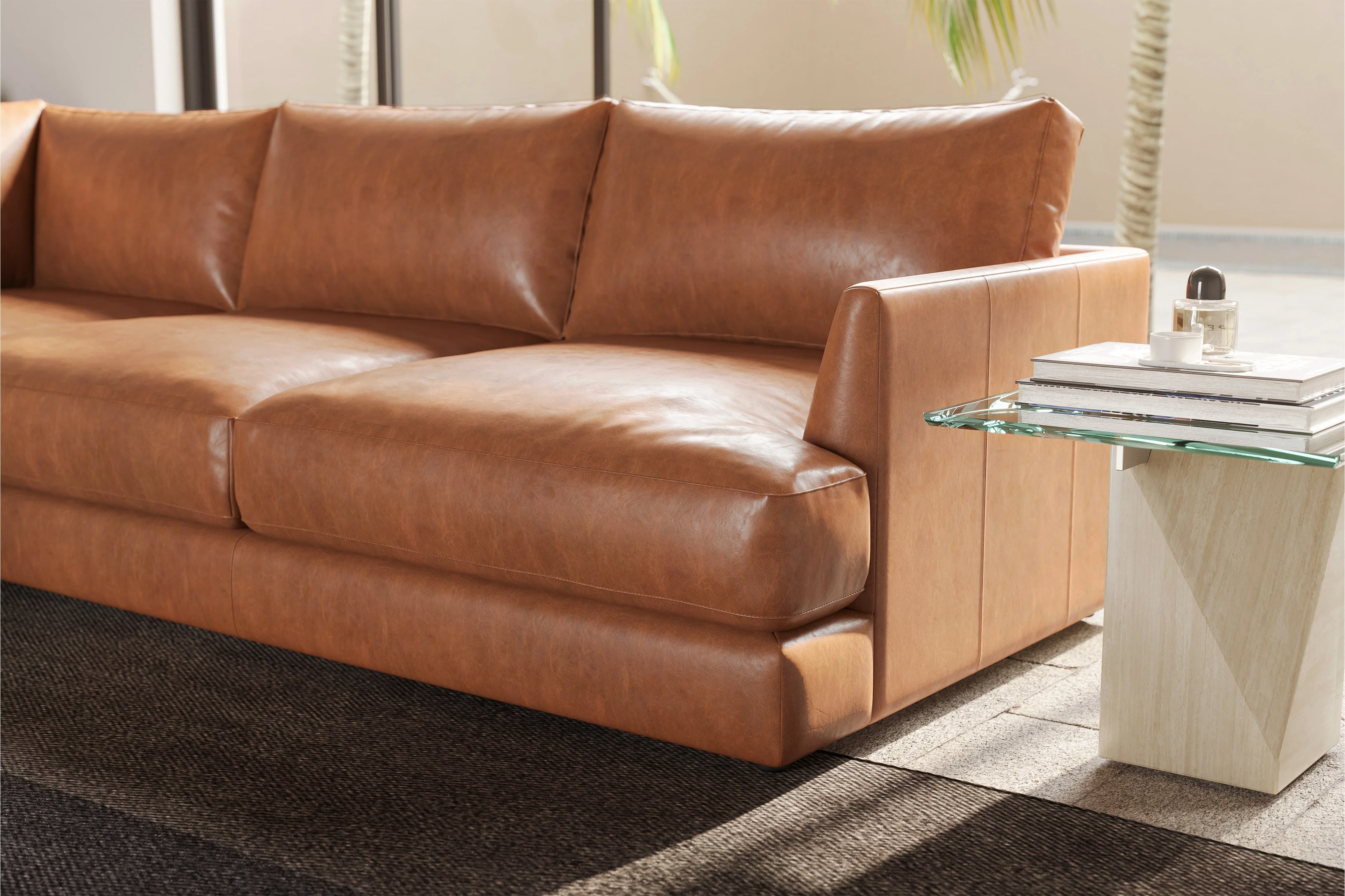 Serena Leather Sectional Lounge - Image 28