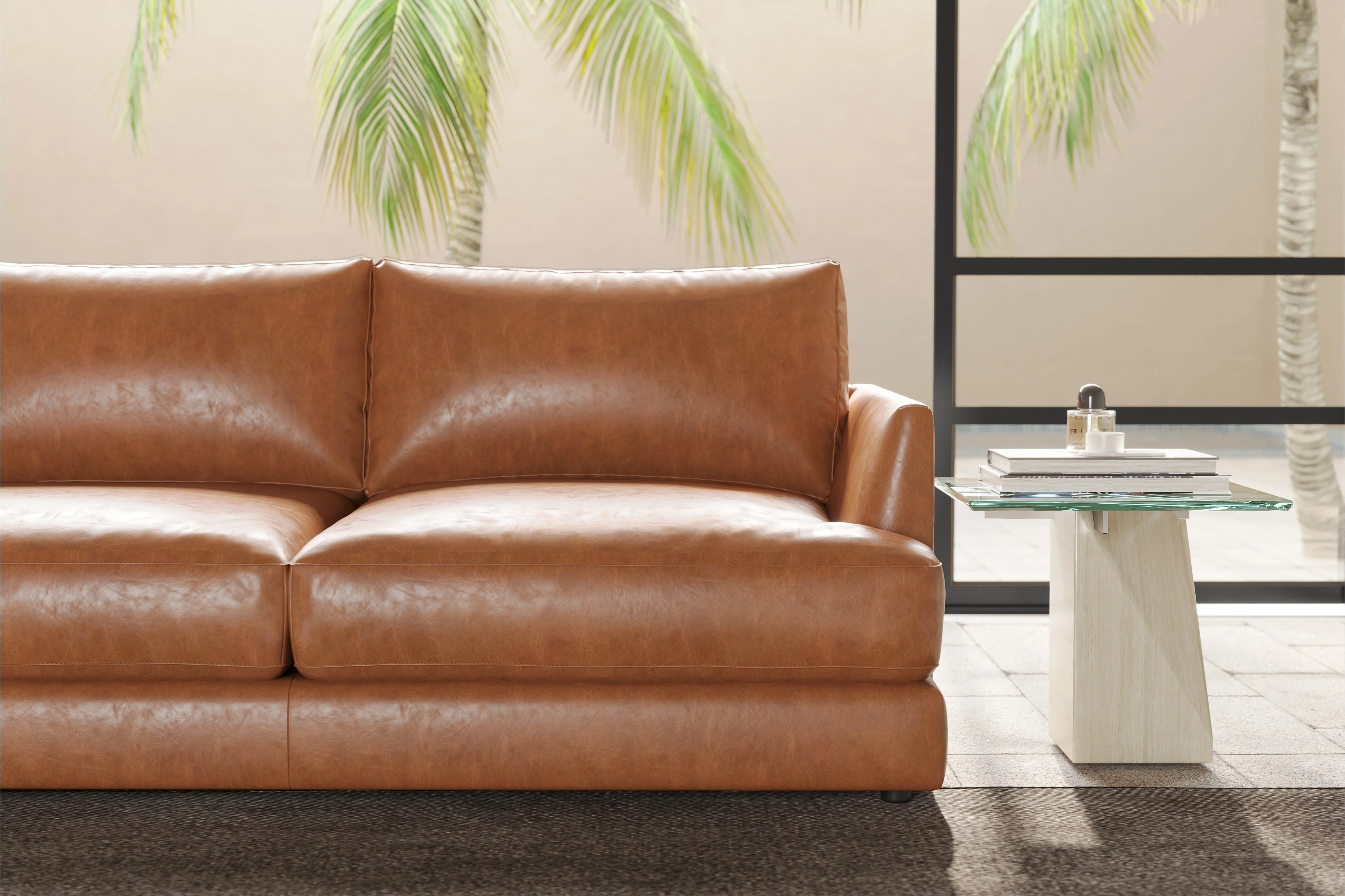 Serena Leather Sectional Lounge - Image 29