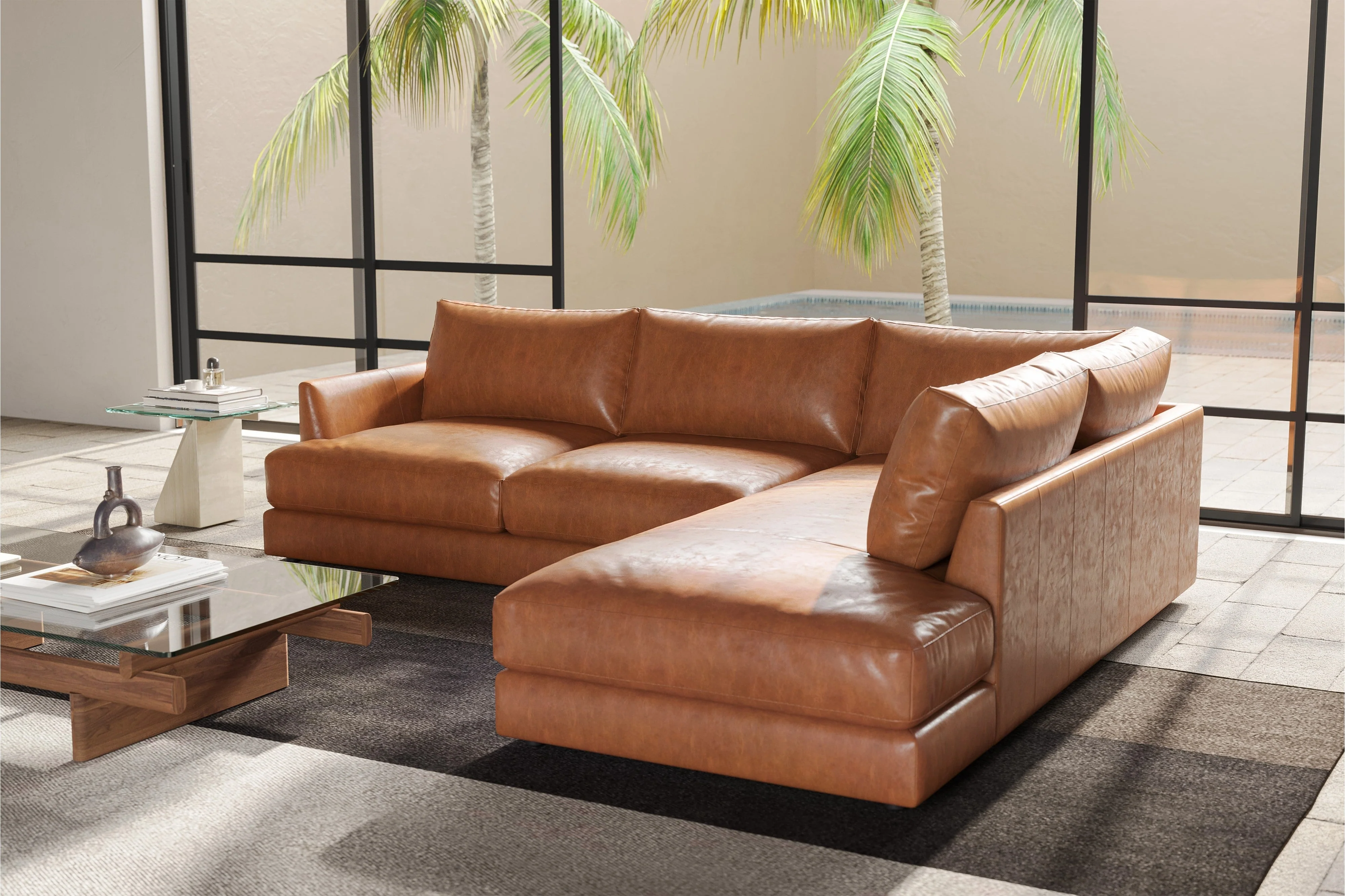 Serena Leather Sectional Lounge - Image 8