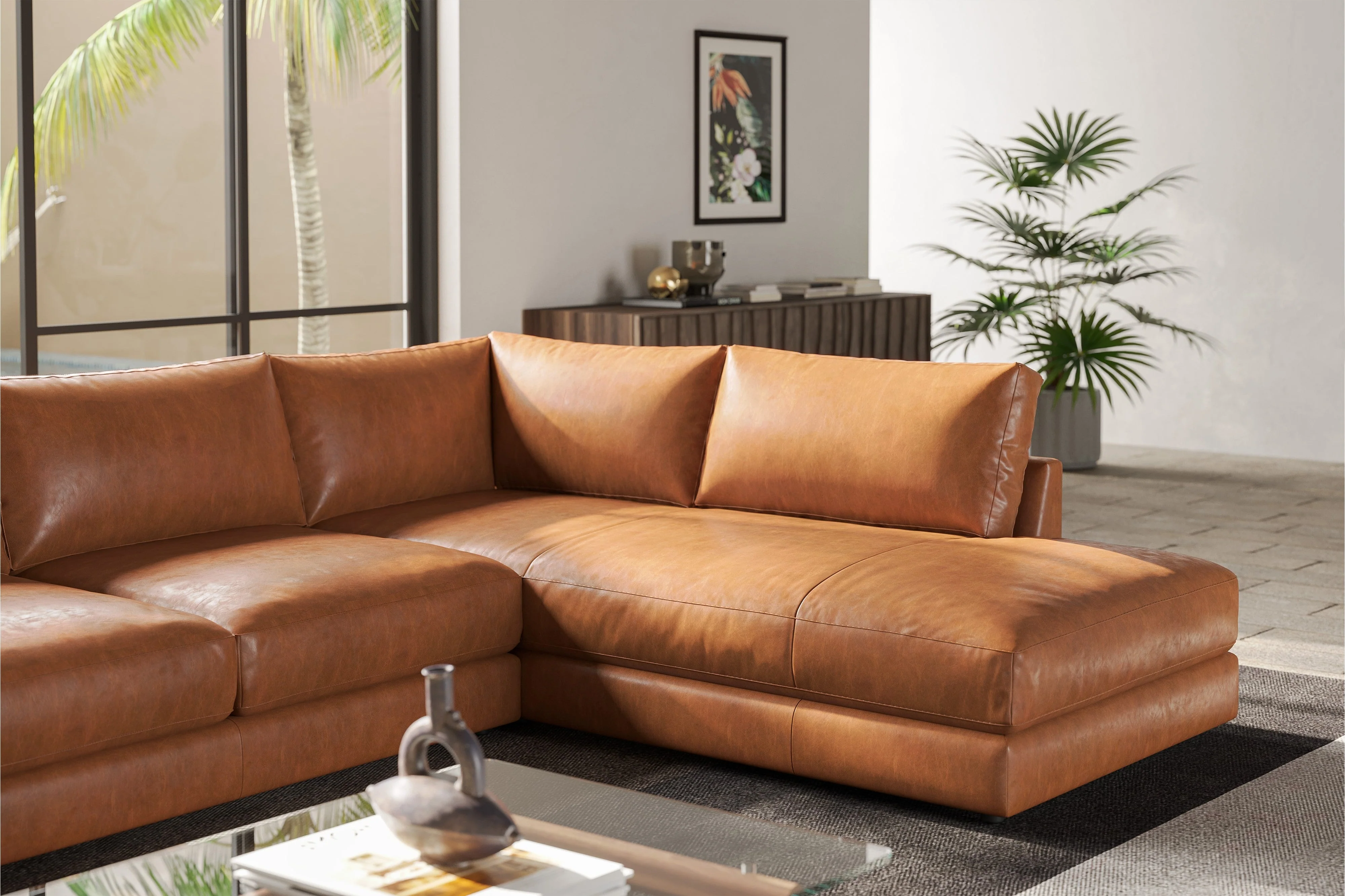 Serena Leather Sectional Lounge - Image 9