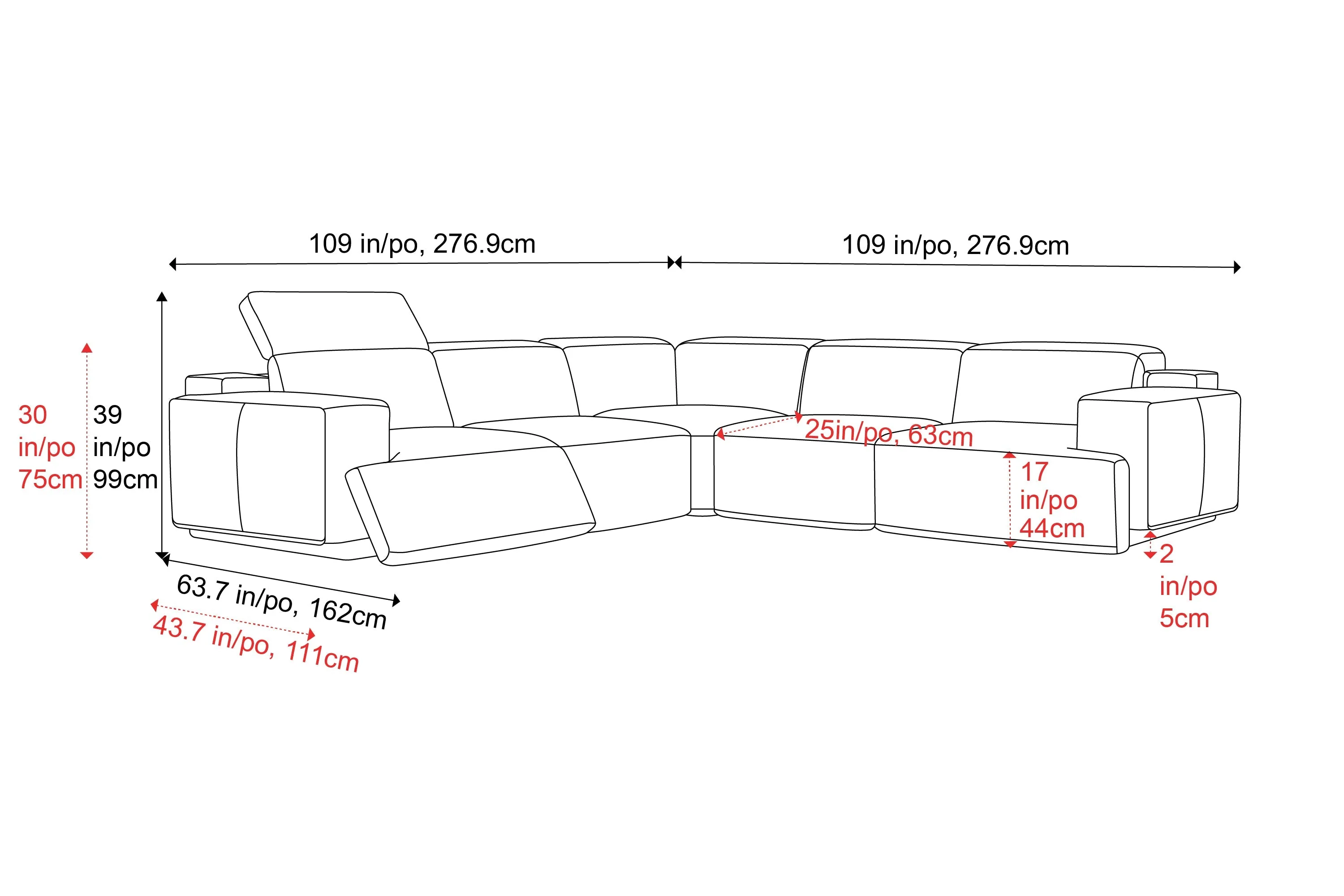 Valentina Leather Corner Recliner Sectional - Image 27
