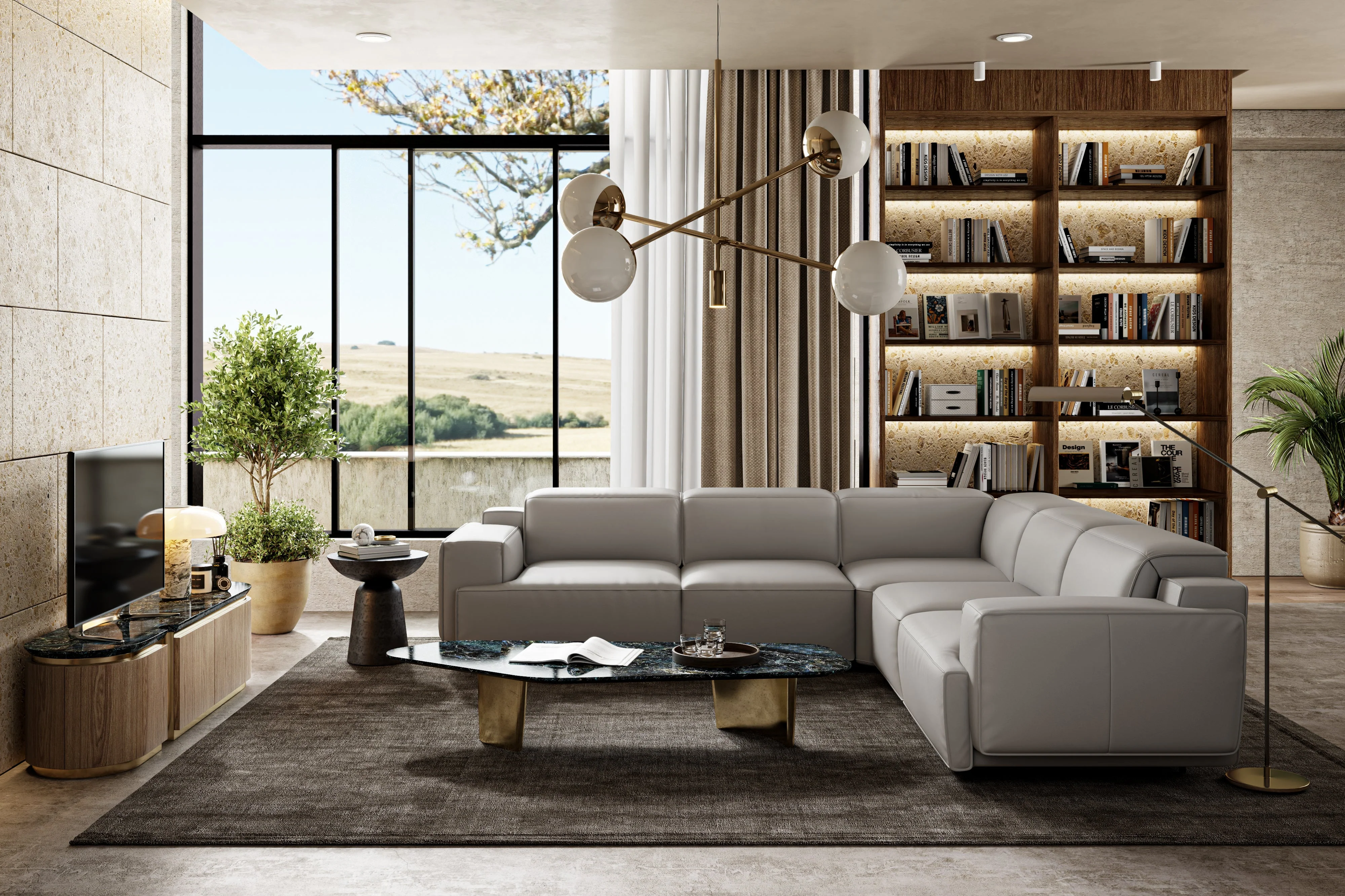 Valentina Leather Corner Recliner Sectional - Image 28