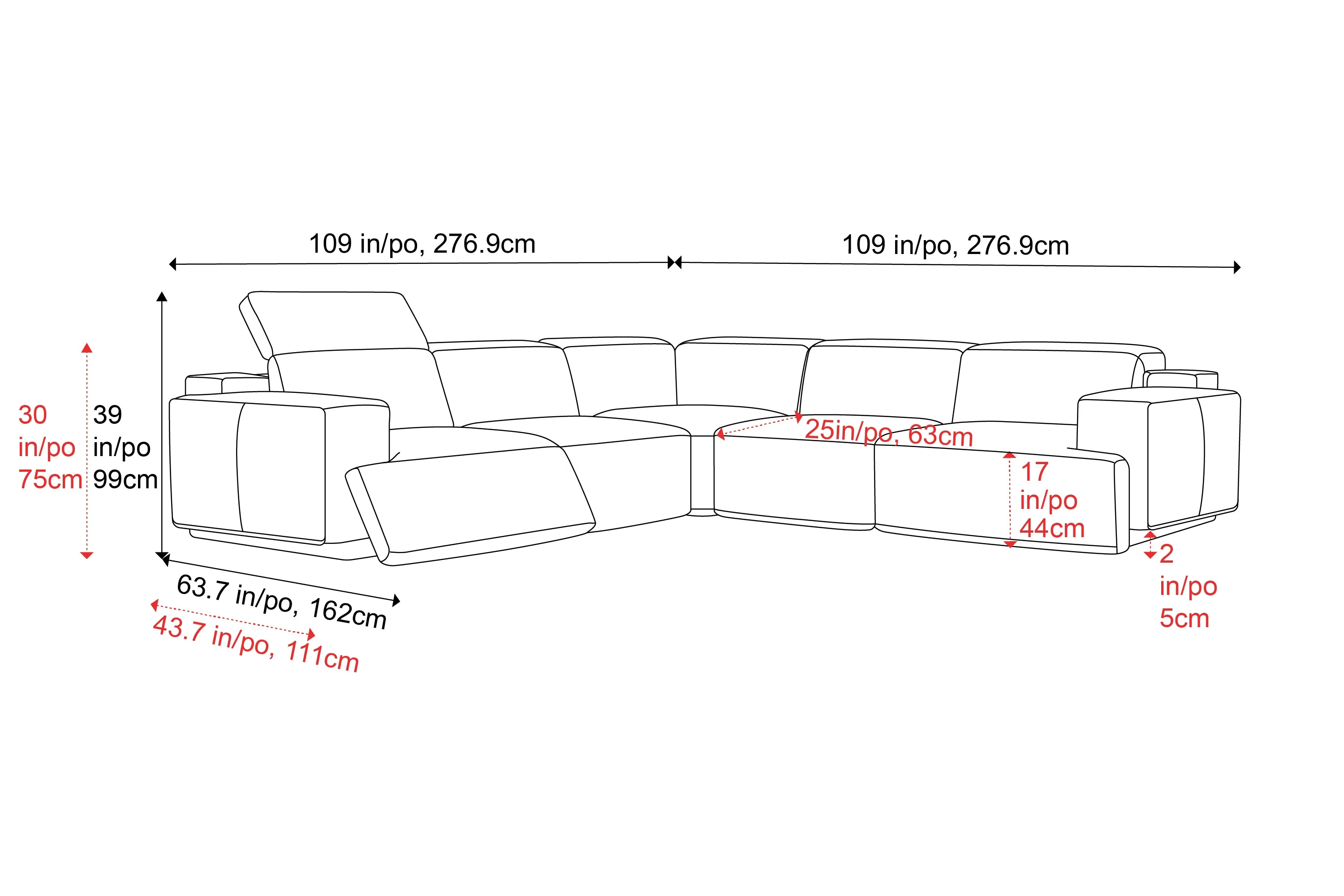 Valentina Leather Corner Recliner Sectional - Image 3