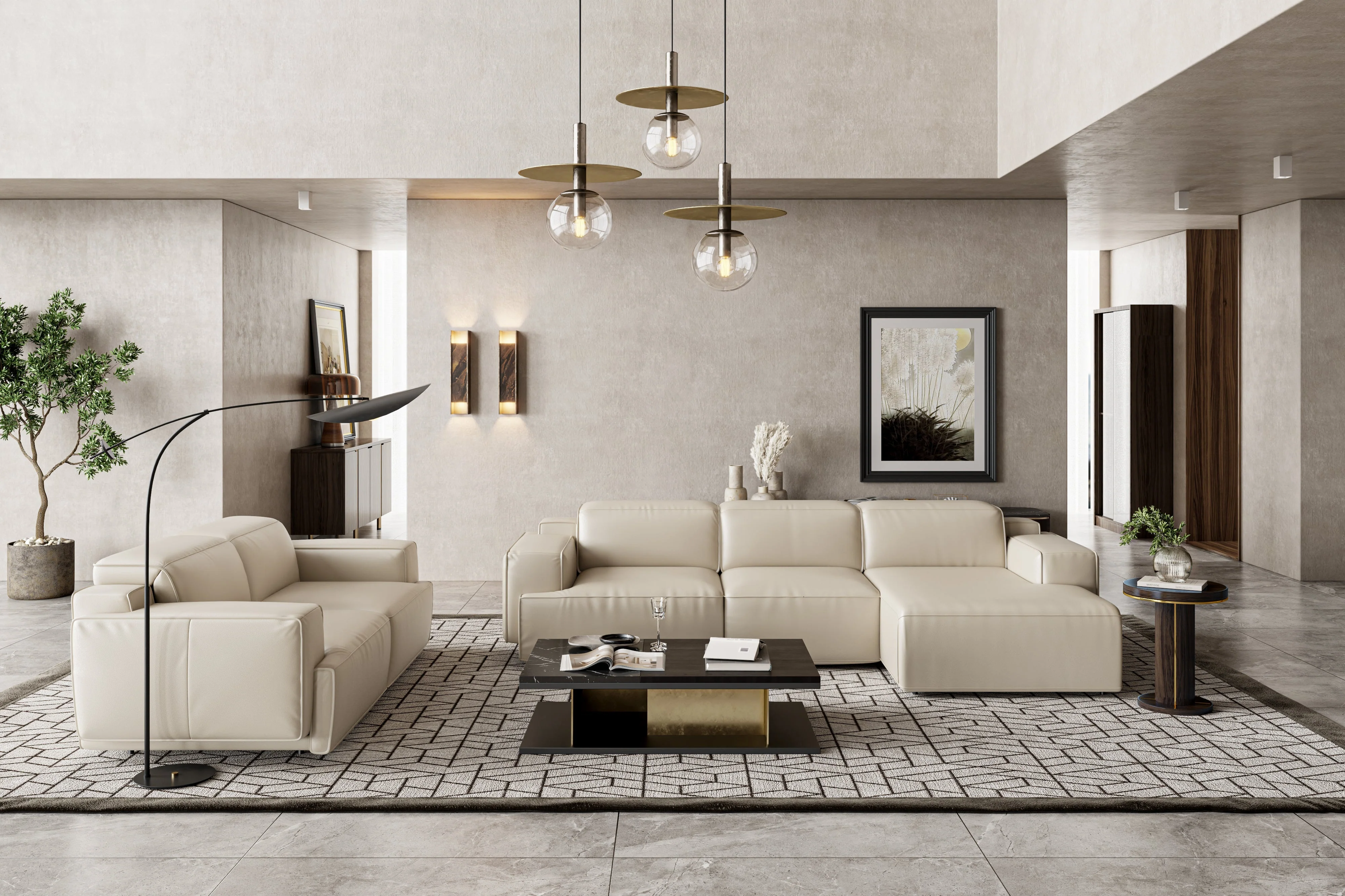 Valentina Leather Recliner Sectional Lounge - Image 10