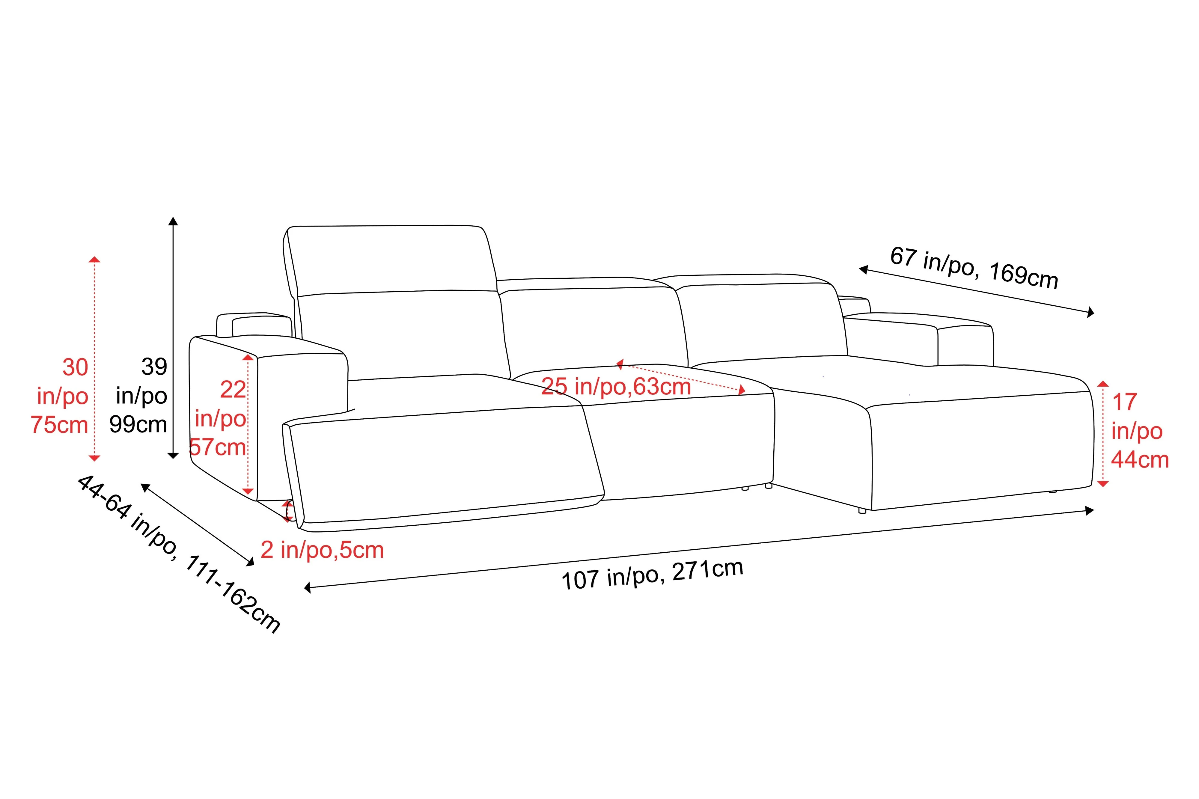 Valentina Leather Recliner Sectional Lounge - Image 11