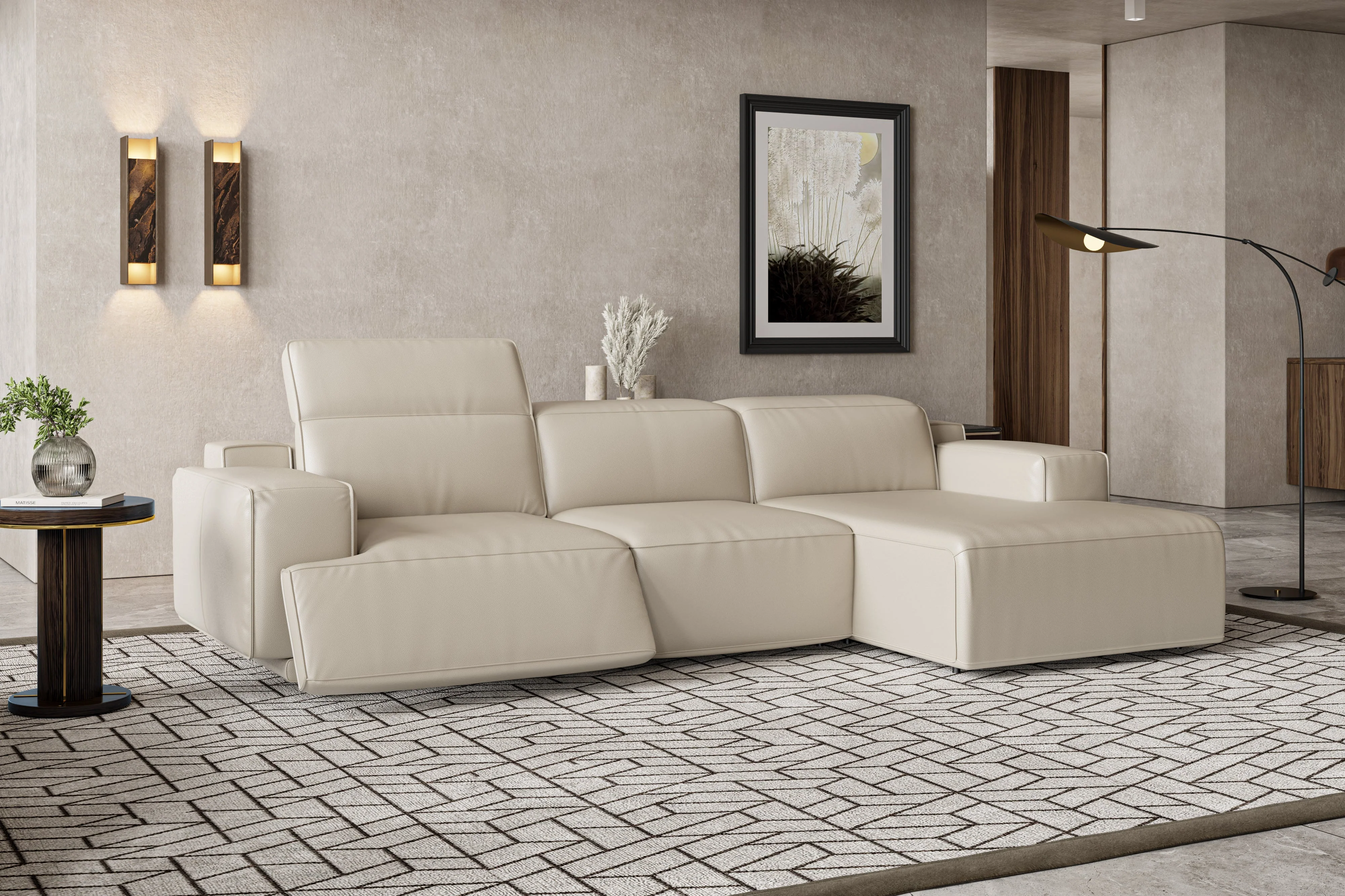 Valentina Leather Recliner Sectional Lounge - Image 12