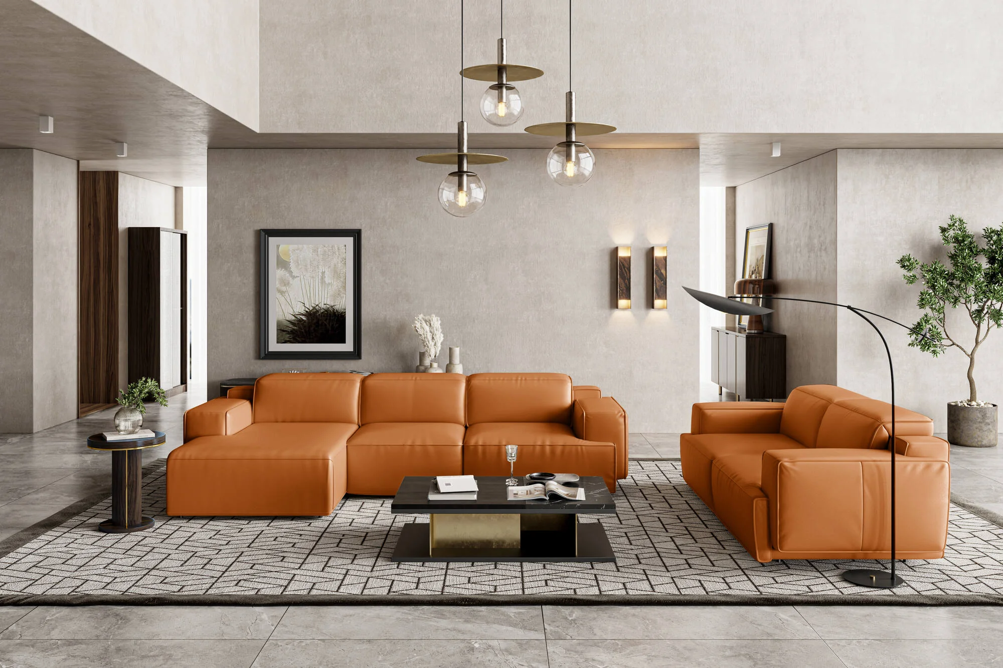 Valentina Leather Recliner Sectional Lounge - Image 20