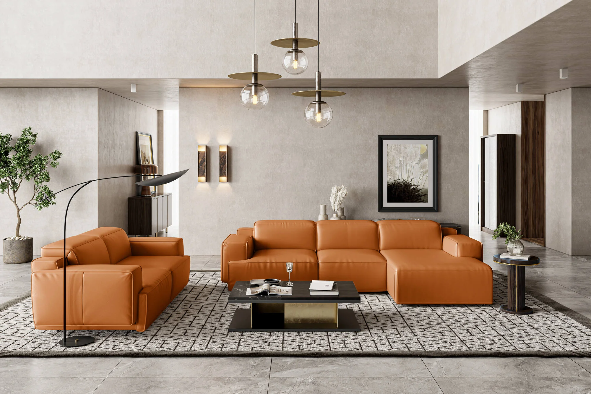 Valentina Leather Recliner Sectional Lounge - Image 28