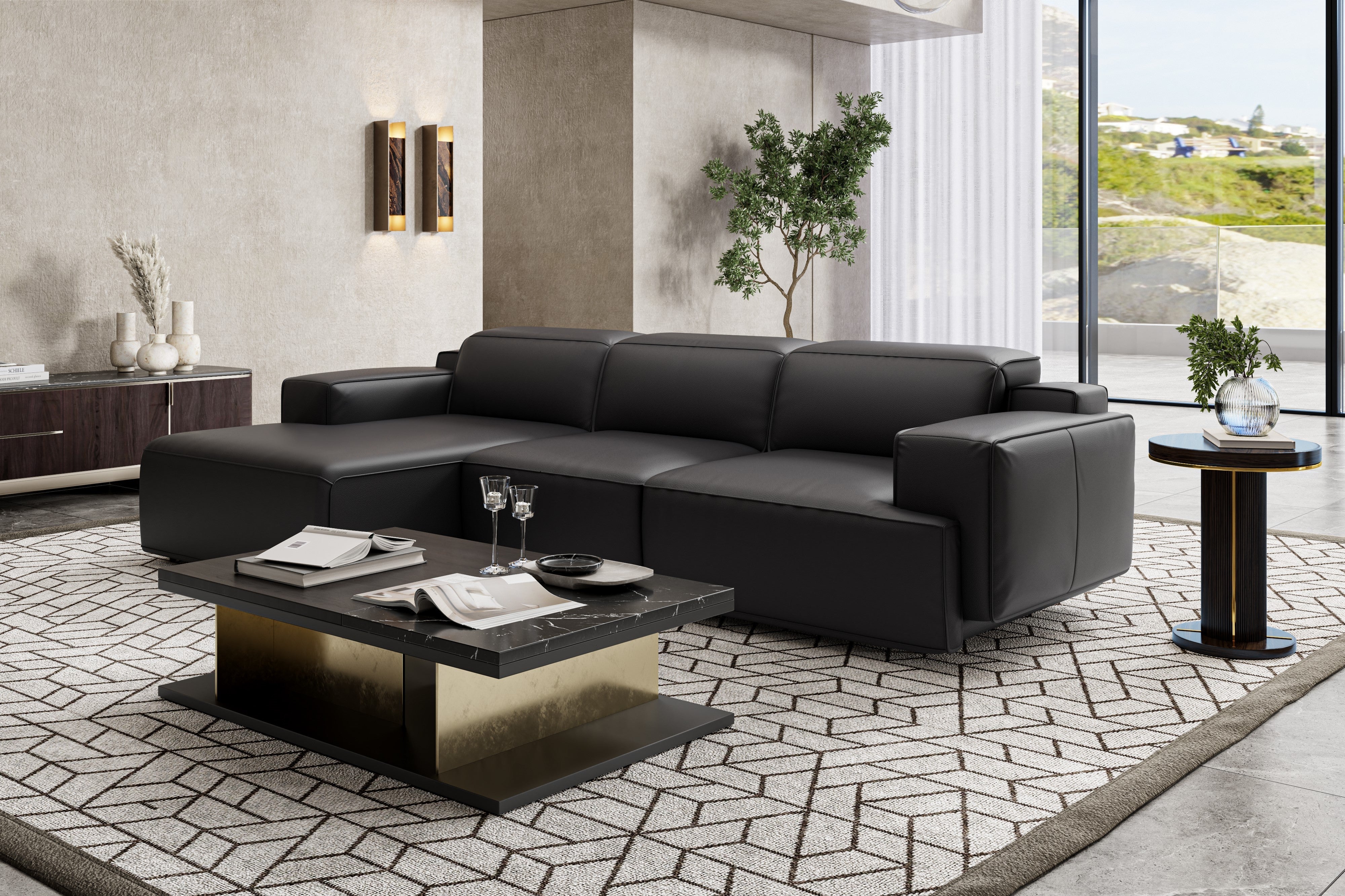 Valentina Leather Recliner Sectional Lounge - Image 34