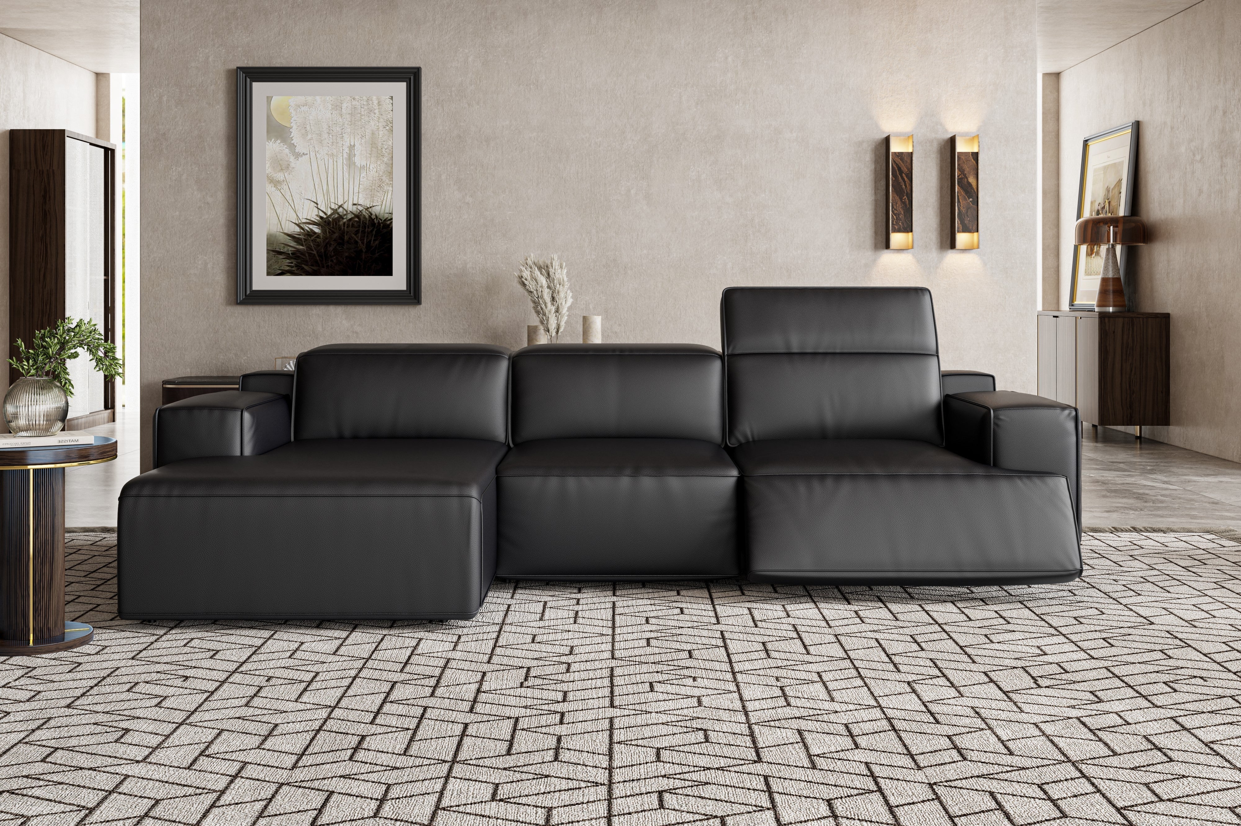 Valentina Leather Recliner Sectional Lounge - Image 36