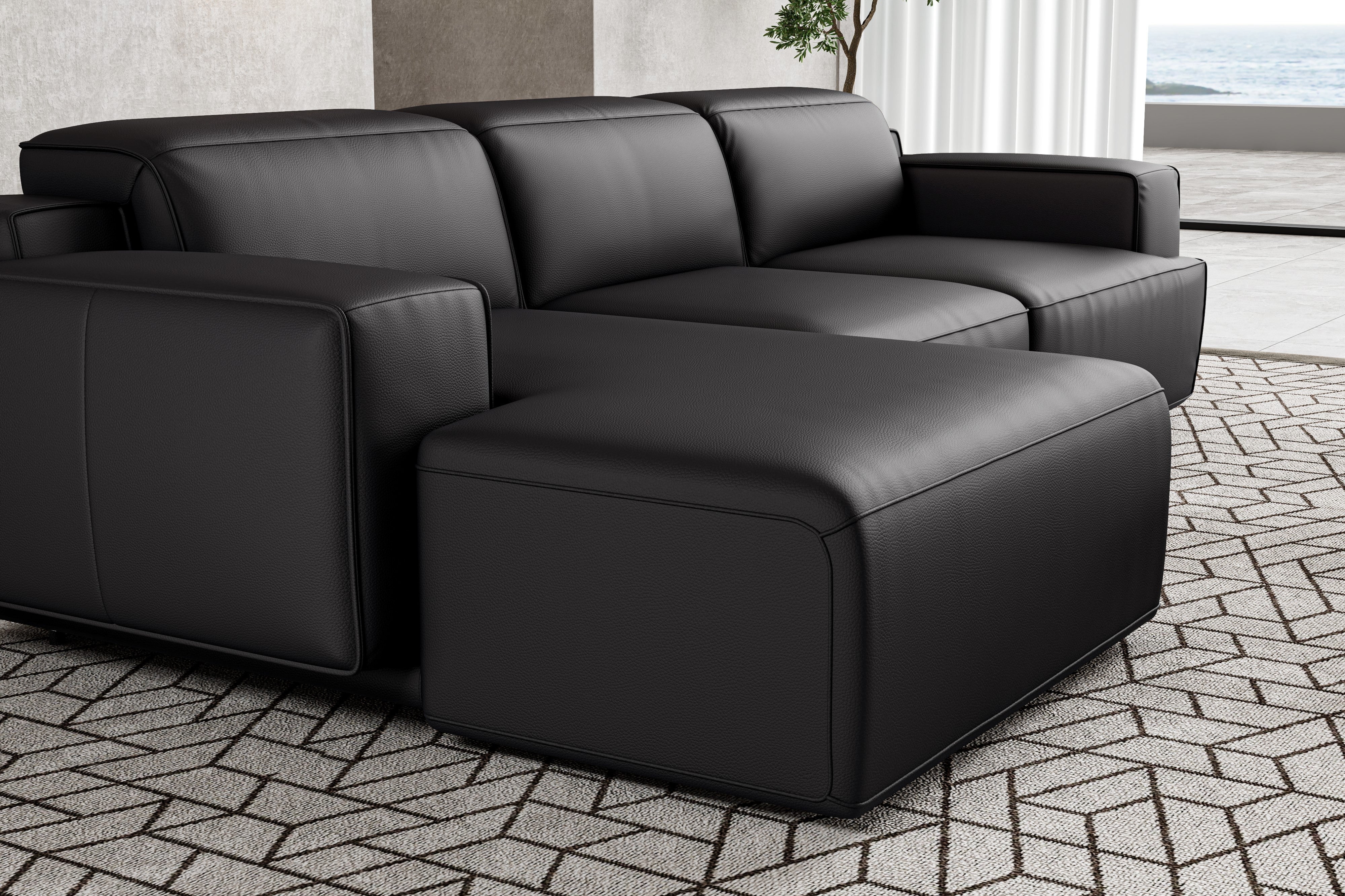 Valentina Leather Recliner Sectional Lounge - Image 37