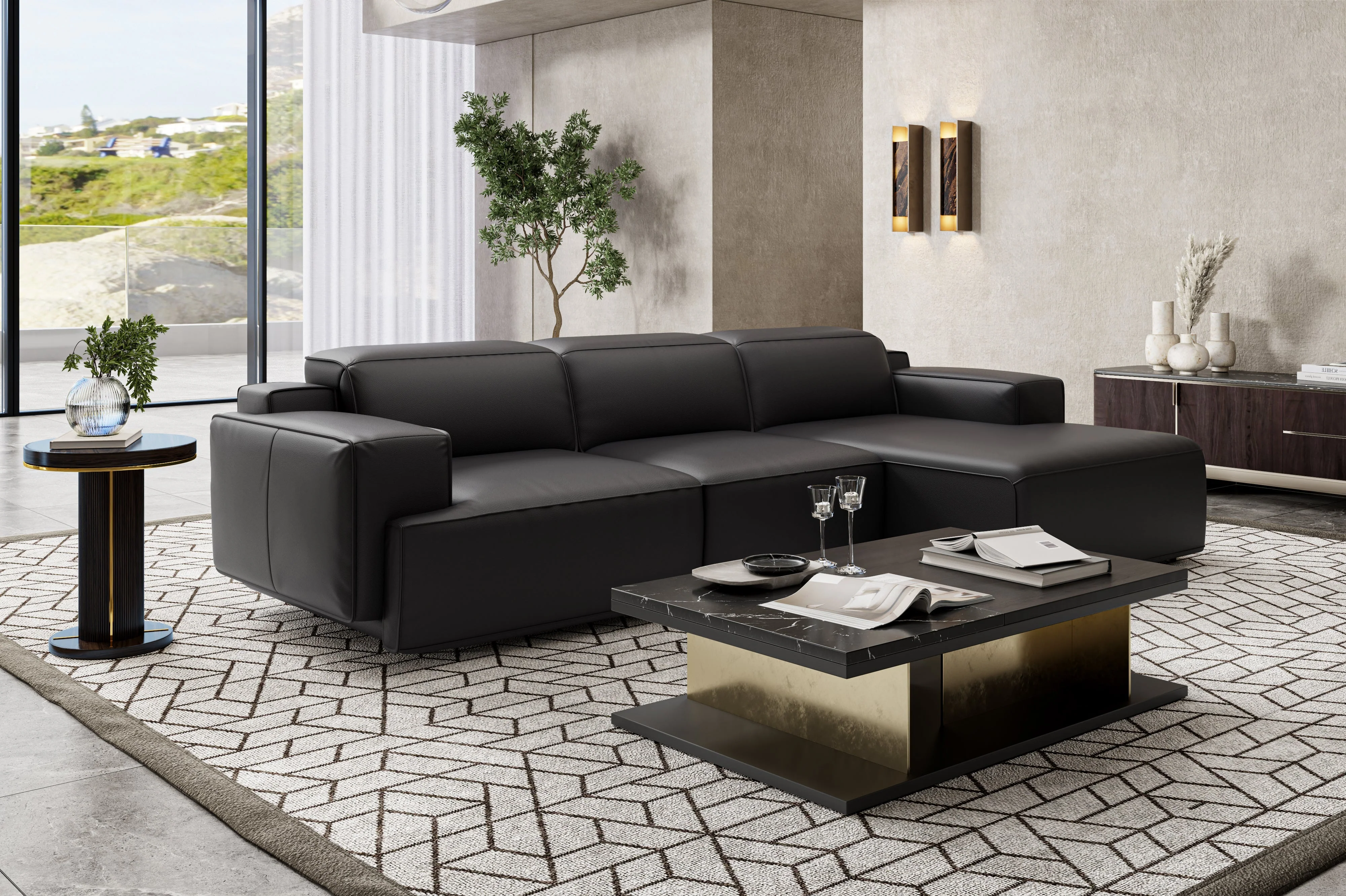 Valentina Leather Recliner Sectional Lounge - Image 42