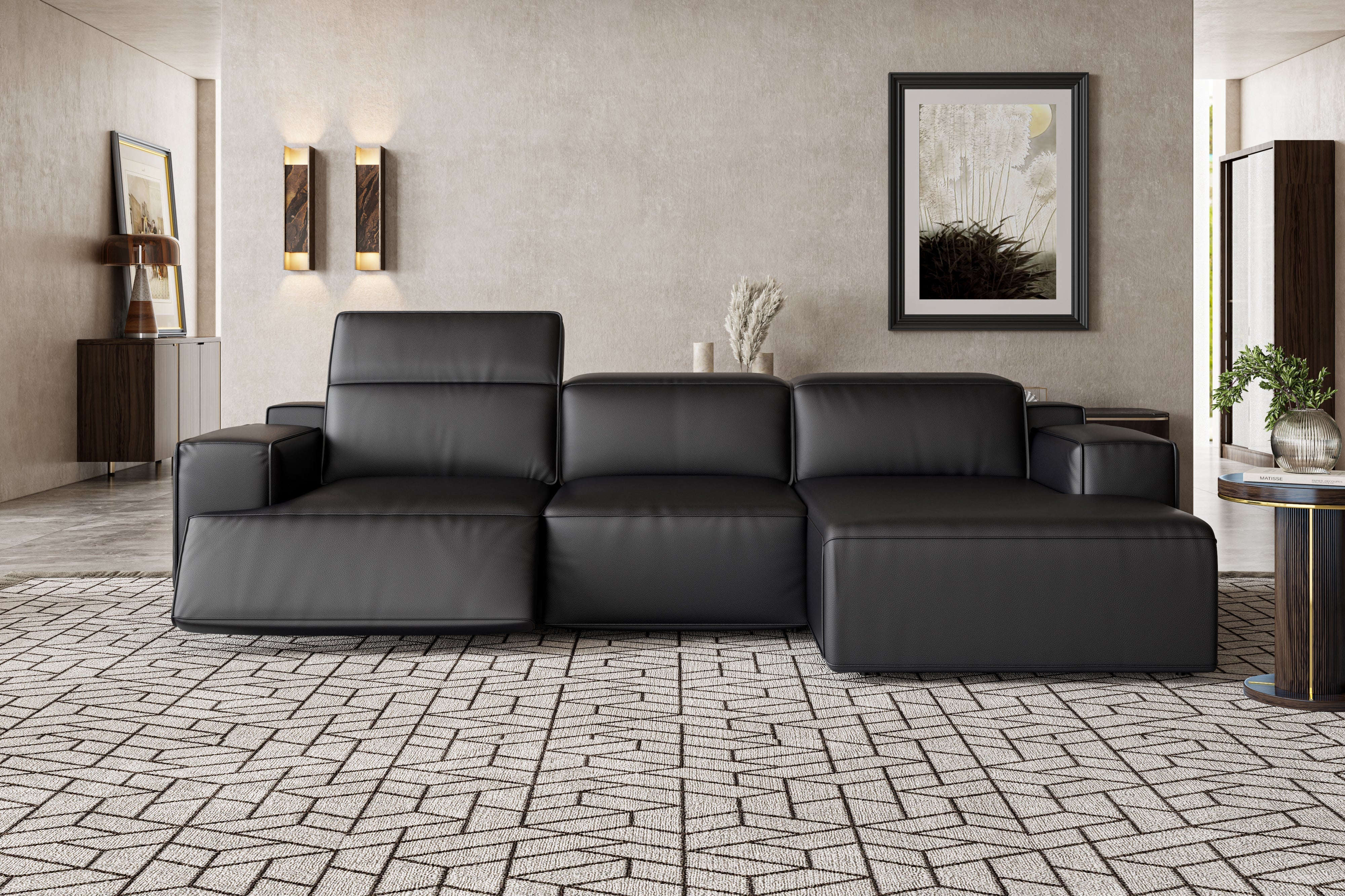 Valentina Leather Recliner Sectional Lounge - Image 44