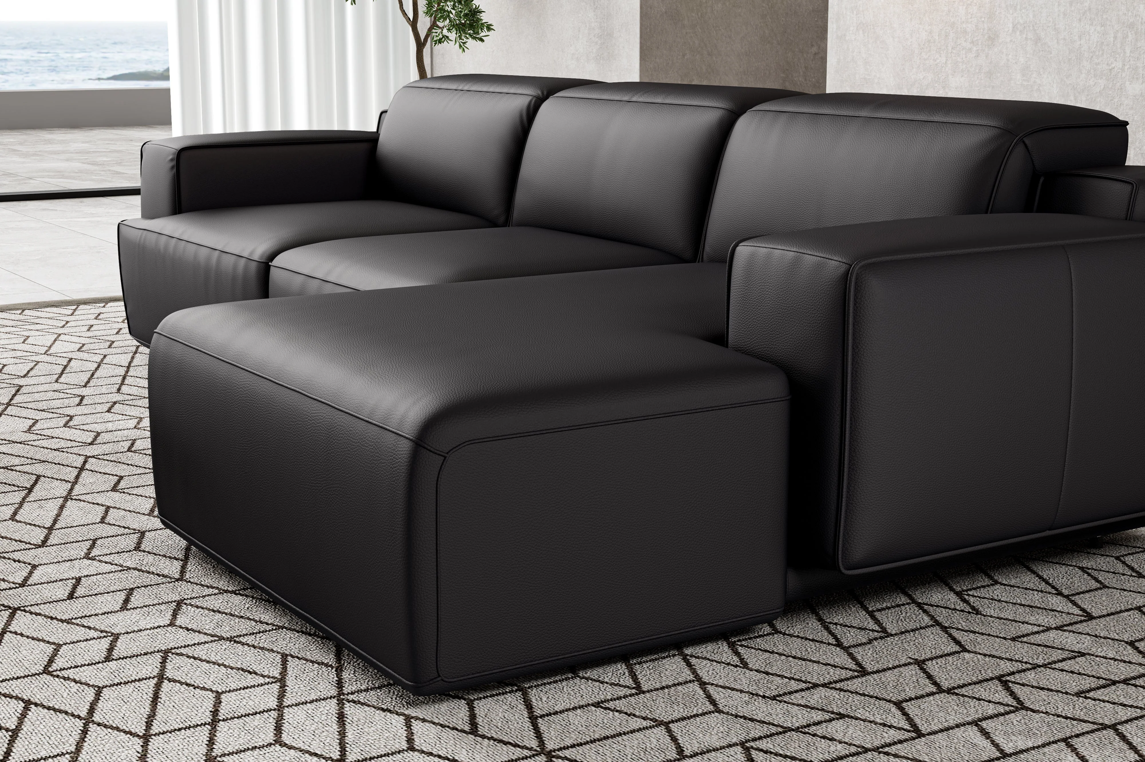 Valentina Leather Recliner Sectional Lounge - Image 45