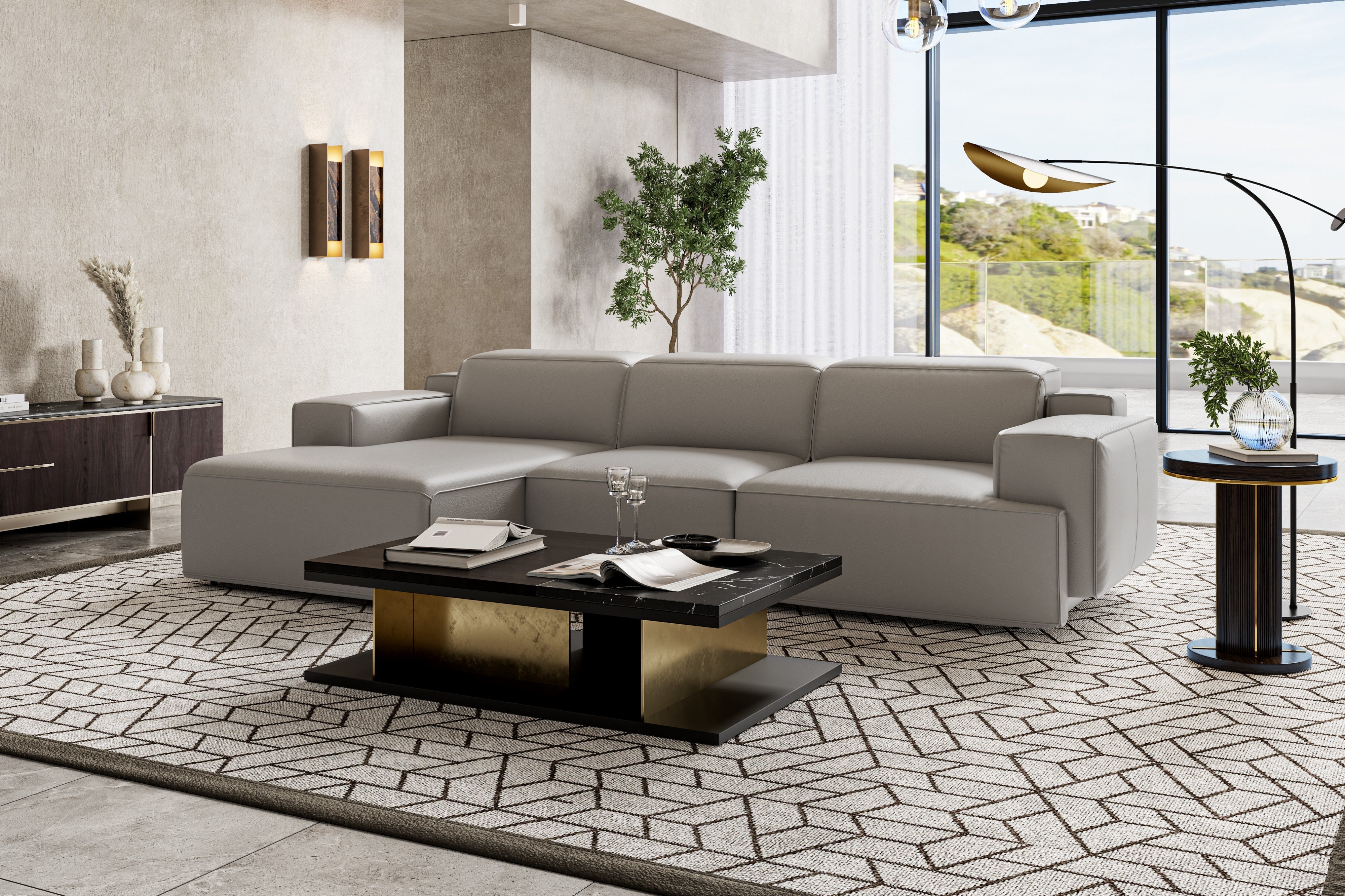 Valentina Leather Recliner Sectional Lounge - Image 50