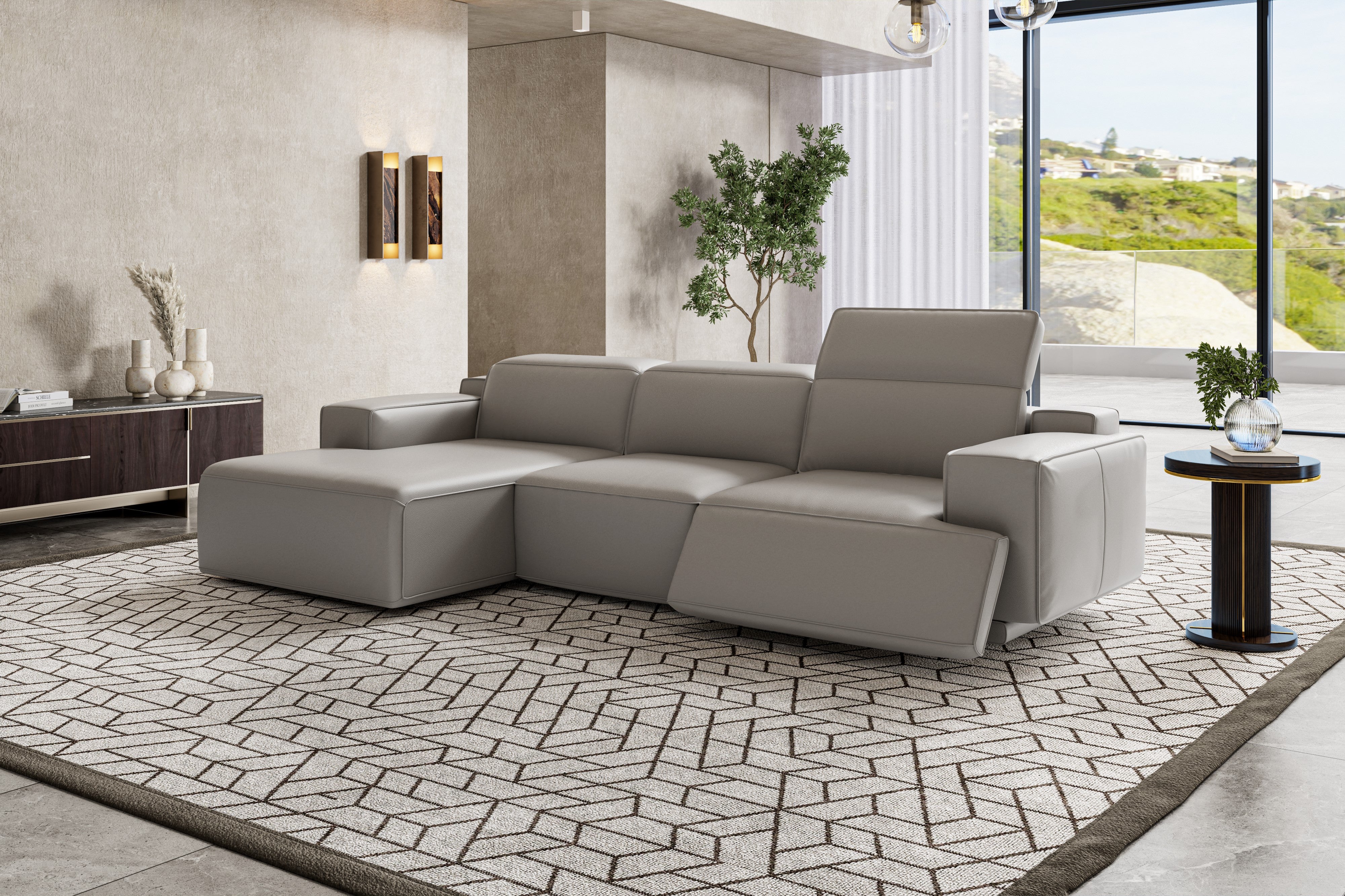 Valentina Leather Recliner Sectional Lounge - Image 52