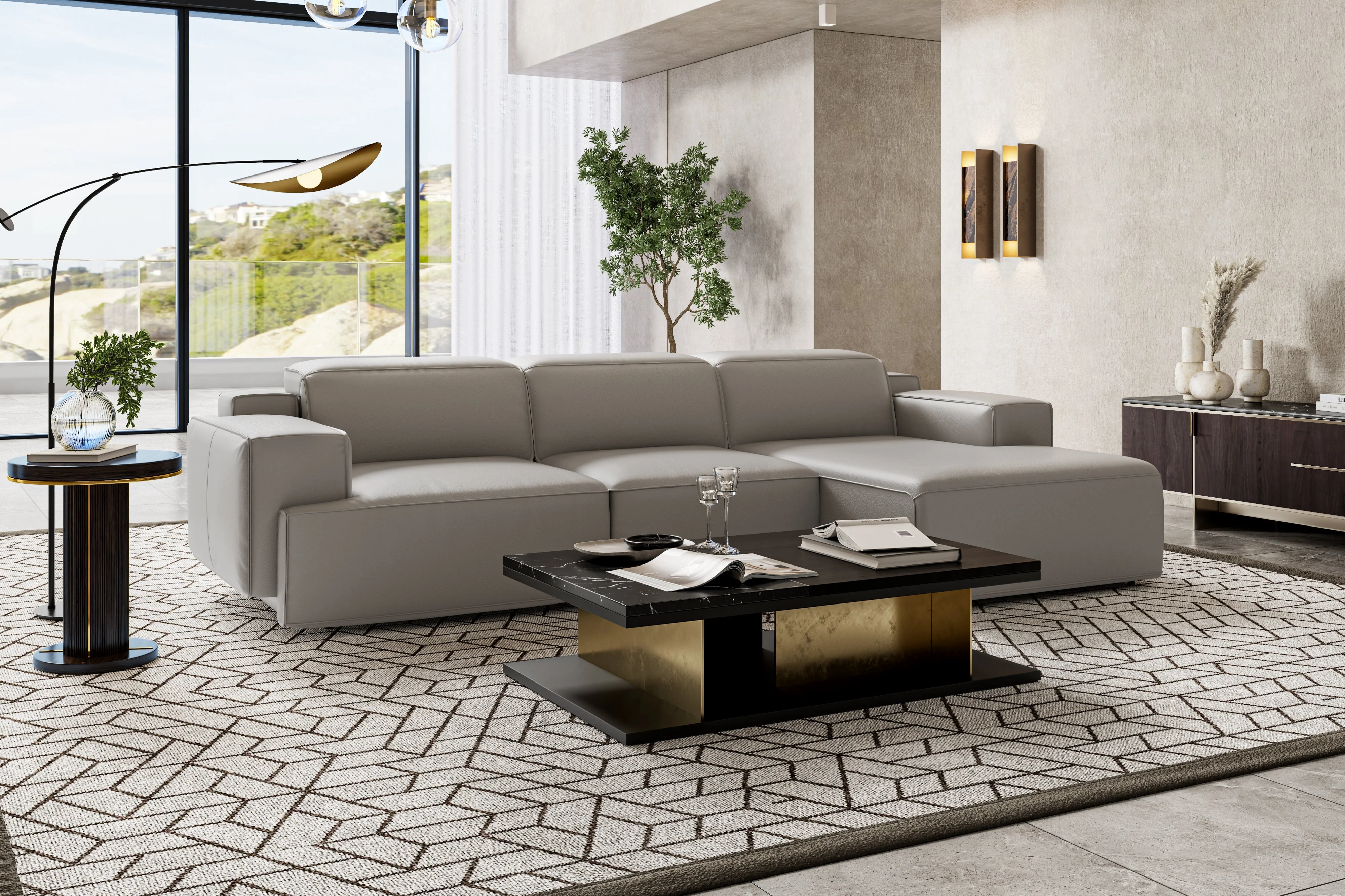 Valentina Leather Recliner Sectional Lounge - Image 58