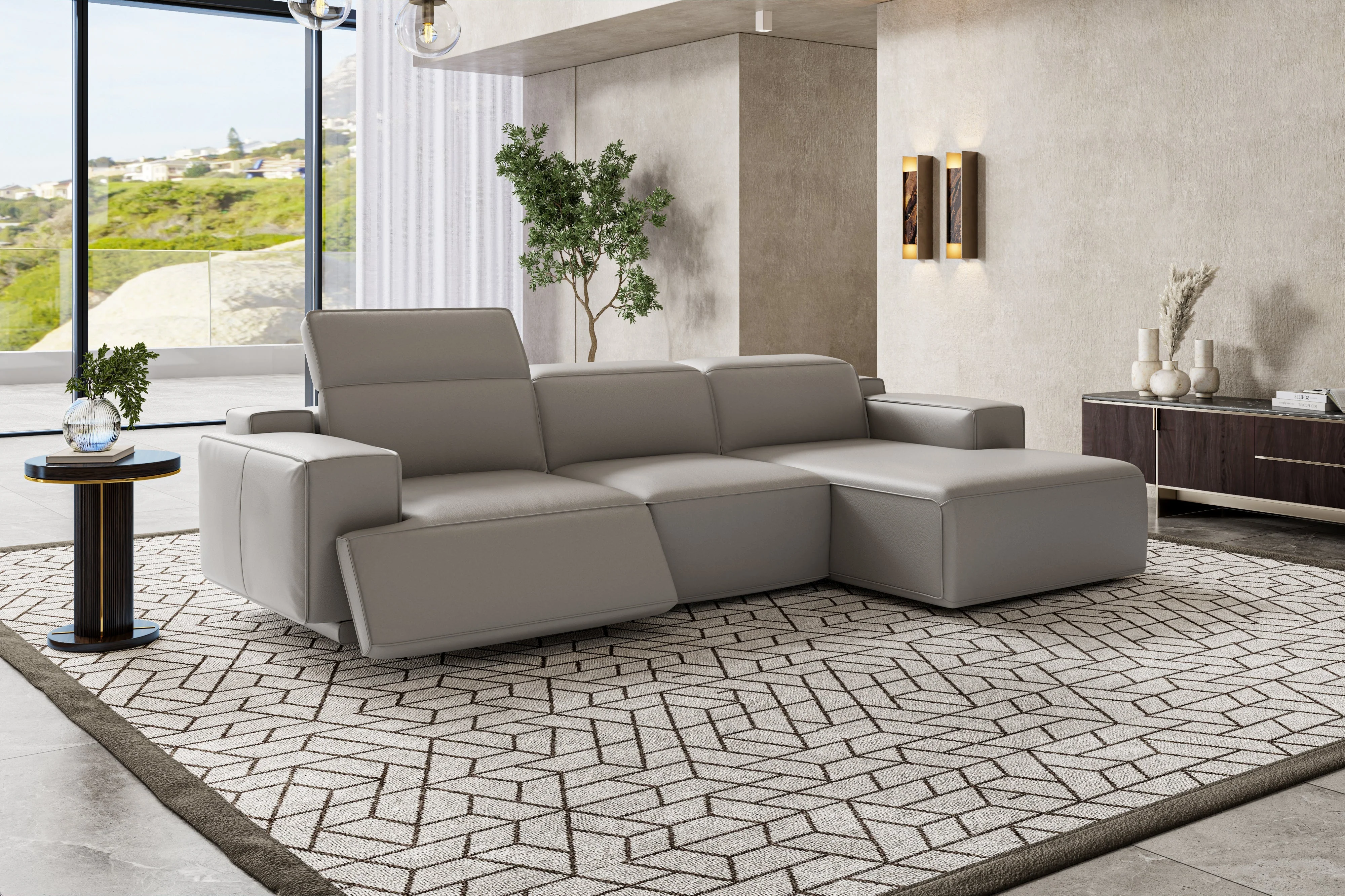 Valentina Leather Recliner Sectional Lounge - Image 60