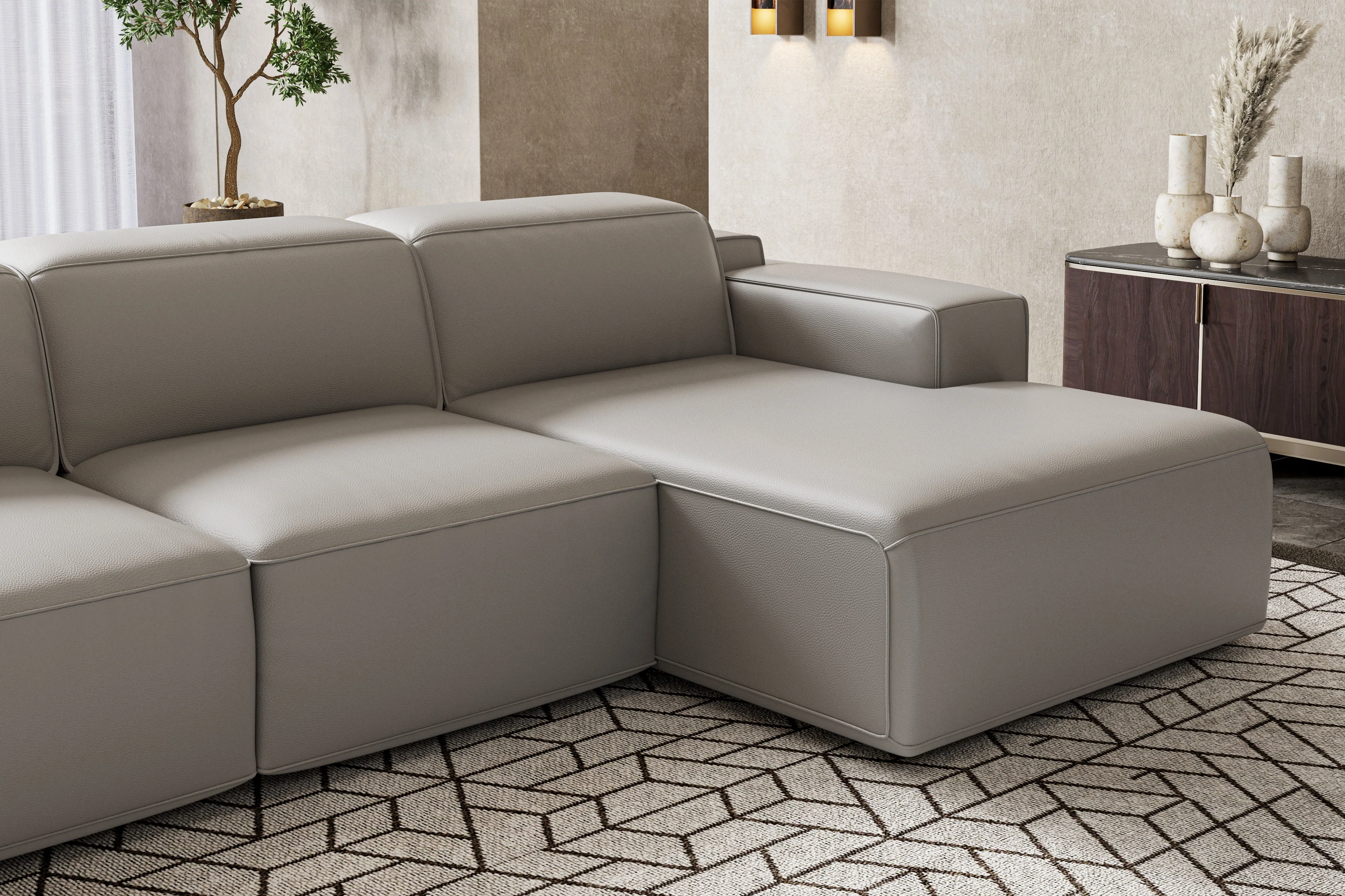 Valentina Leather Recliner Sectional Lounge - Image 61