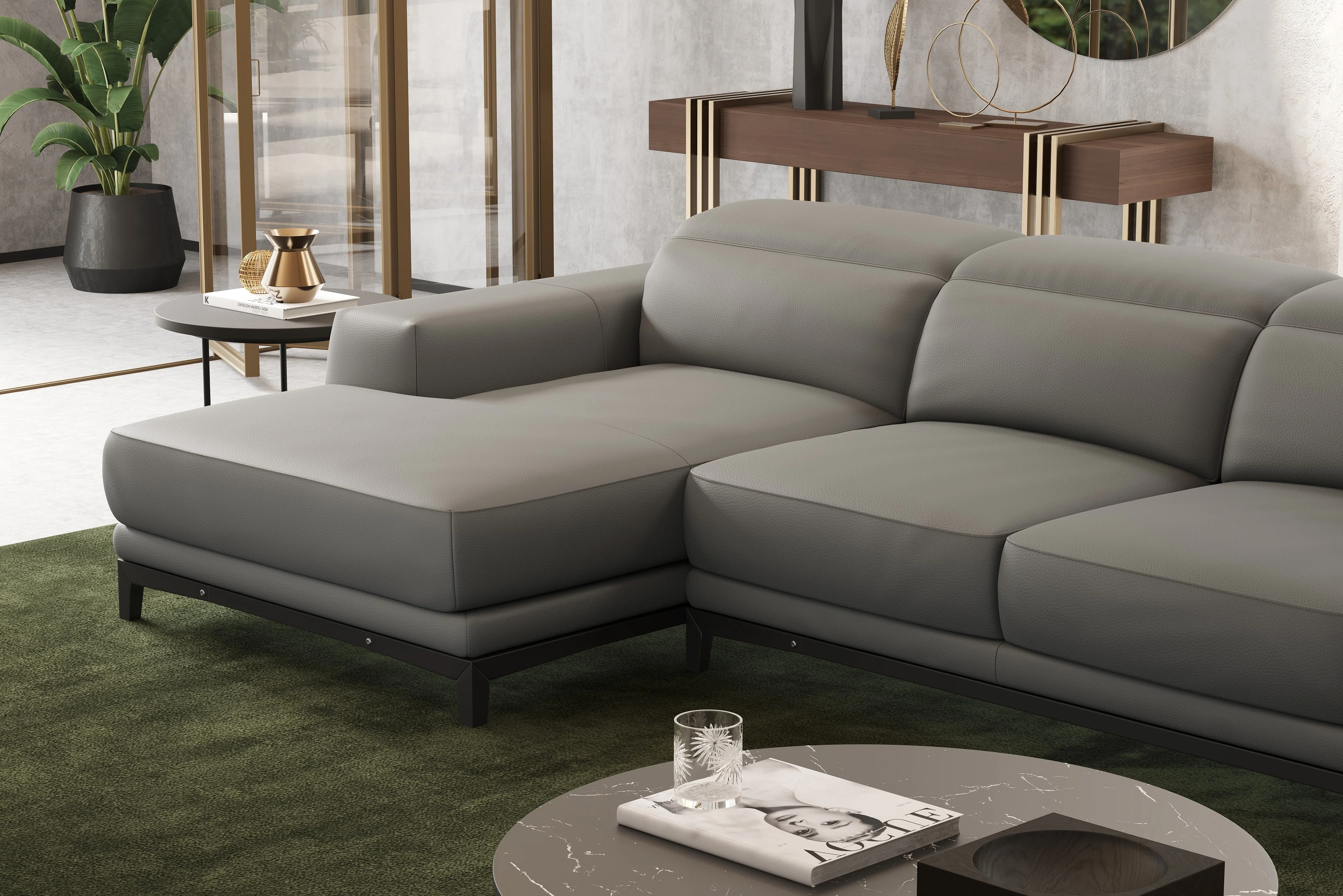 Valletta Leather Sectional Lounge - Image 70