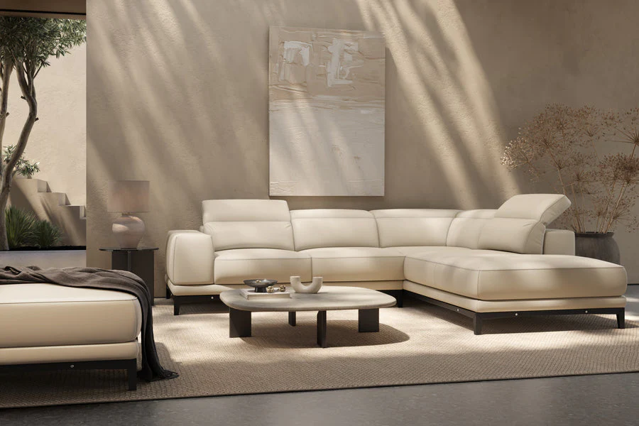 Valletta Leather Corner Sectional Lounge - Image 100